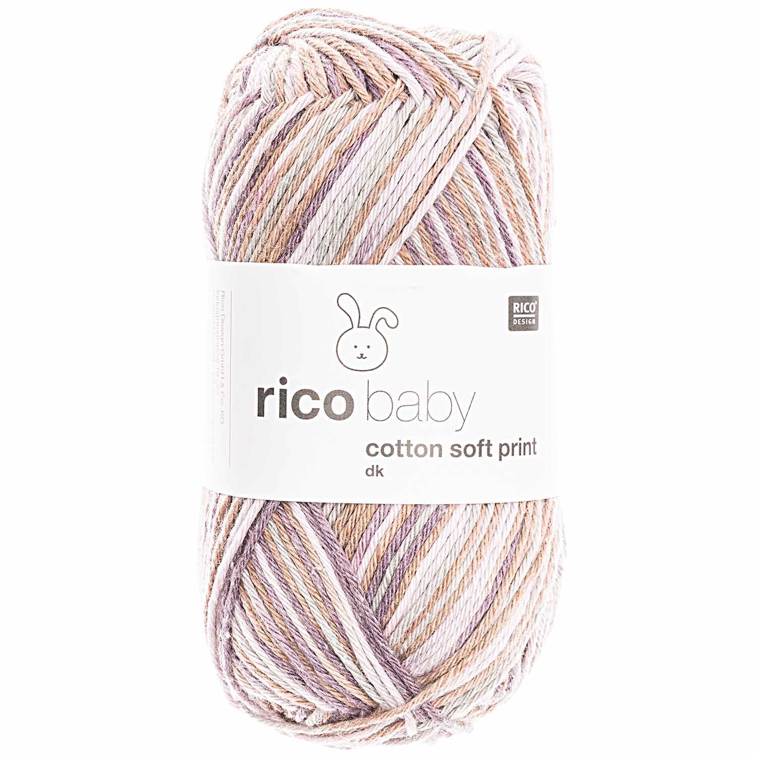 Rico Baby Cotton Soft Print dk Wolle in Flieder-Braun von Rico Design, 50g Knäuel, 125m Länge.