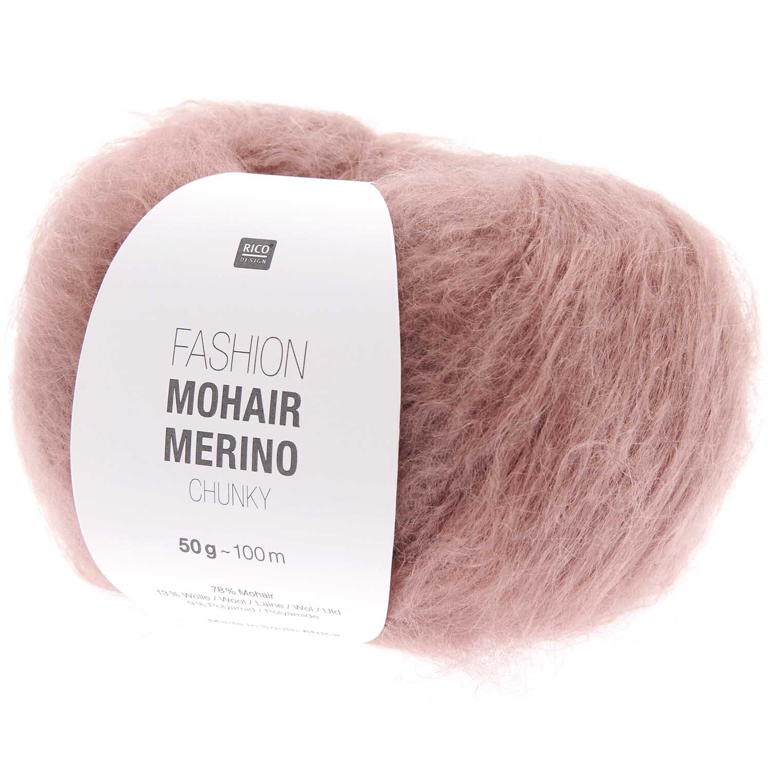 Häkelset Mütze Modell 33 aus Made by Me No. 21 von Rico Design Fashion Mohair Merino Chunky: Weiches Garn in Mauve von Rico Design, ideal für warme Strickprojekte.