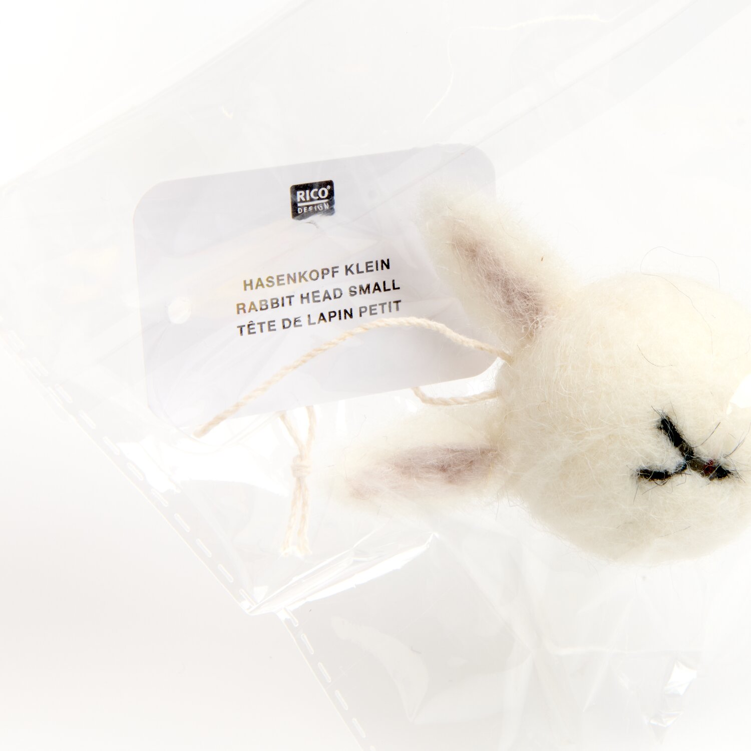 Aufhänger Filz-Hasenkopf Weiß 7x4x4cm von Rico Design