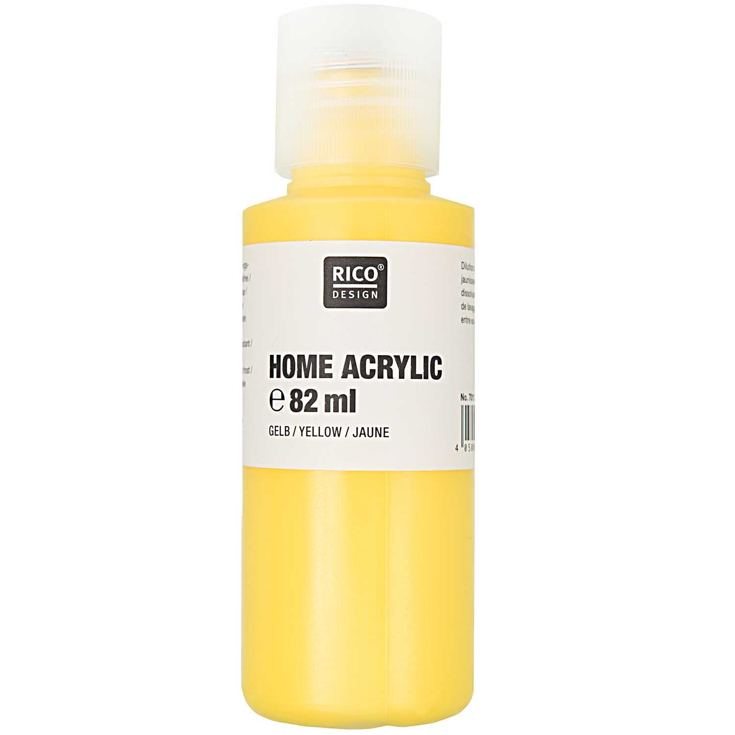 Home Acrylic  82ml Farbe Gelb von Rico Design Home Acrylic: Gelbe Acrylfarbe von Rico Design in 82ml Flasche, ideal für kreative Projekte.