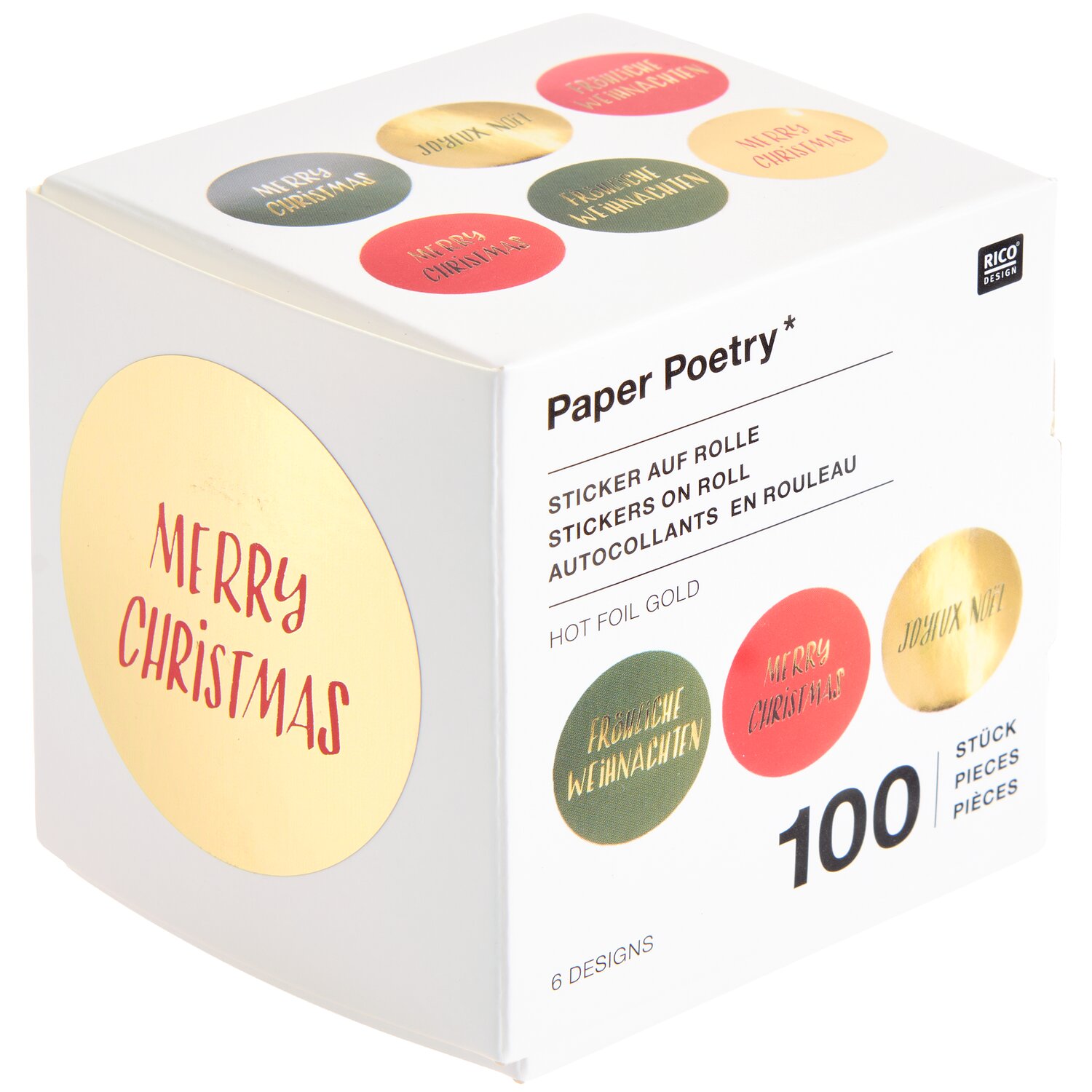 Paper Poetry Sticker auf Rolle Advent Fröhliche Weihnachten 100 Stück von Rico Design
