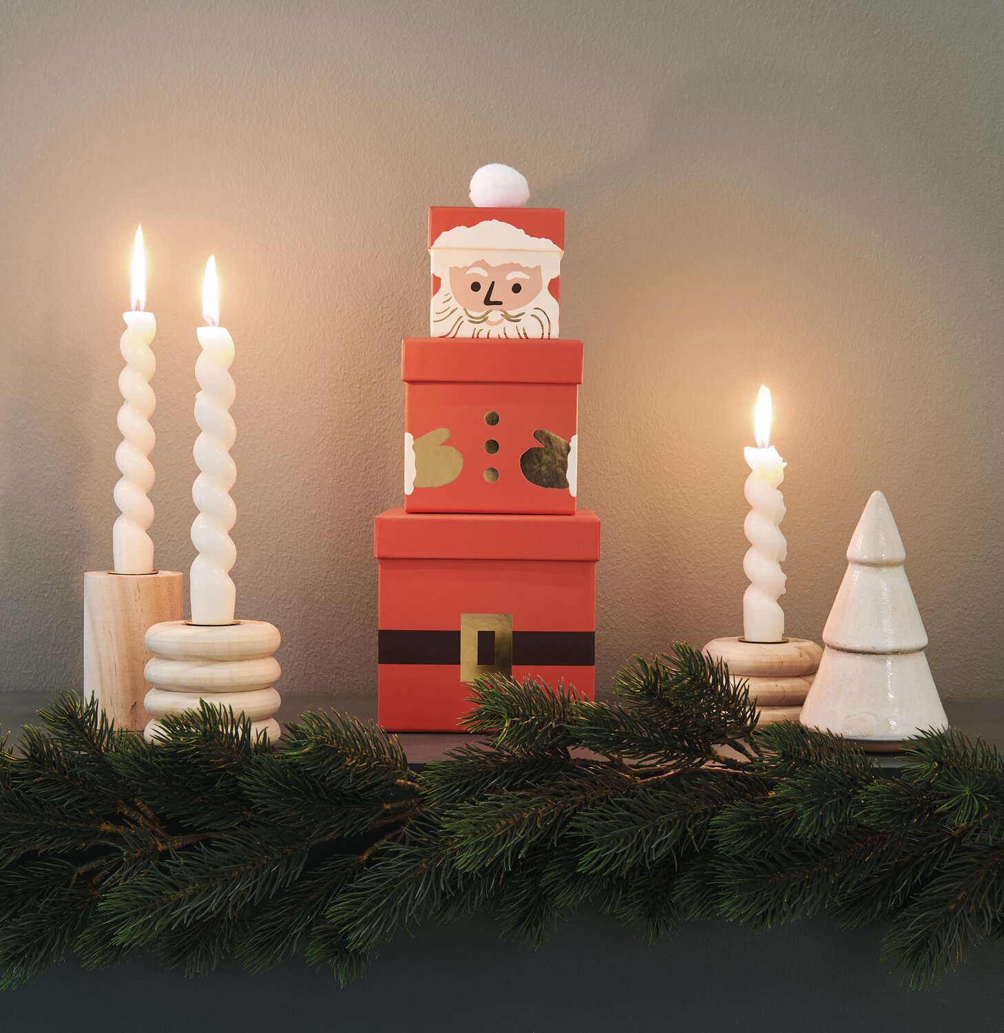Geschenkboxen-Set Weihnachtsmann 4-teilig von Rico Design