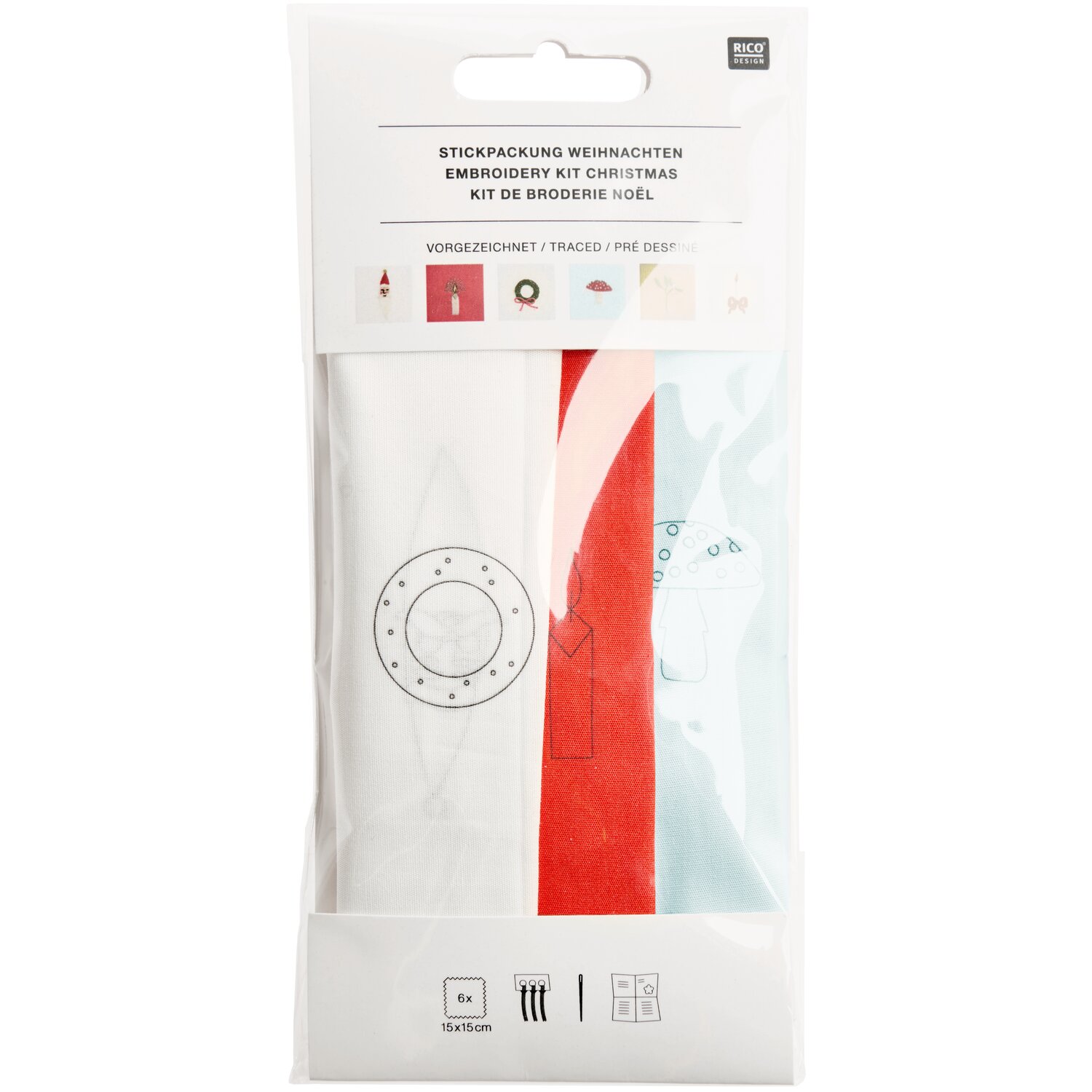 Stickpackung vorgezeichnet Stoffzuschnitte Weihnachten von Rico Design