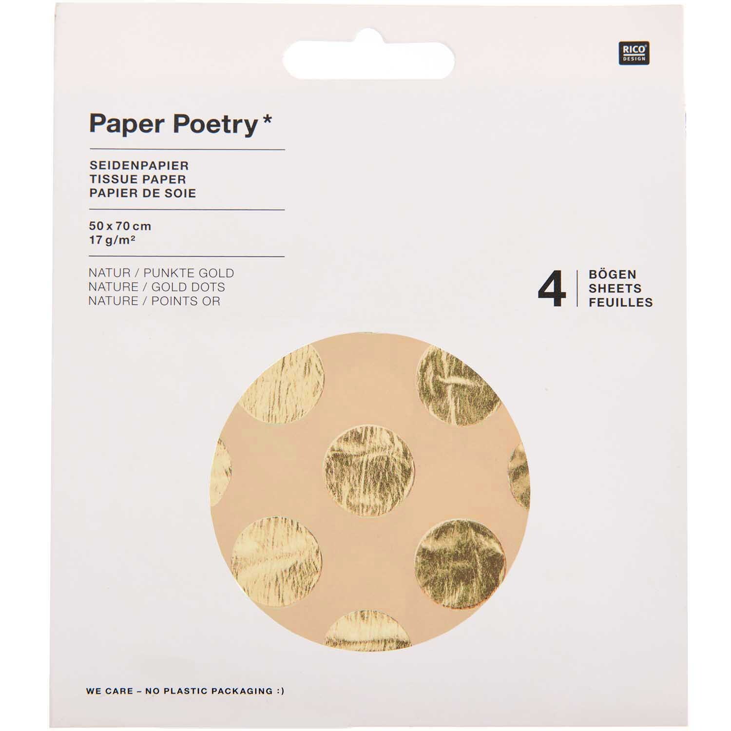 Paper Poetry Seidenpapier natur Punkte gold 70x50cm 4 Bogen Hot Foil Paper Poetry Seidenpapier natur Punkte gold 70x50cm 4 Bogen Hot Foil