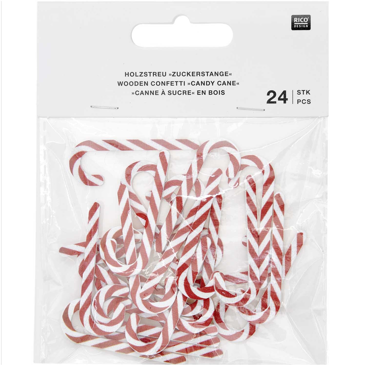 Holzstreu Zuckerstangen 16x45mm 24 Stück von Rico Design