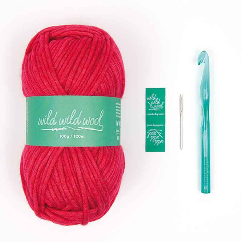 Häkelset Mütze Wild Wild Wool uni Farbe Creme von Rico Design