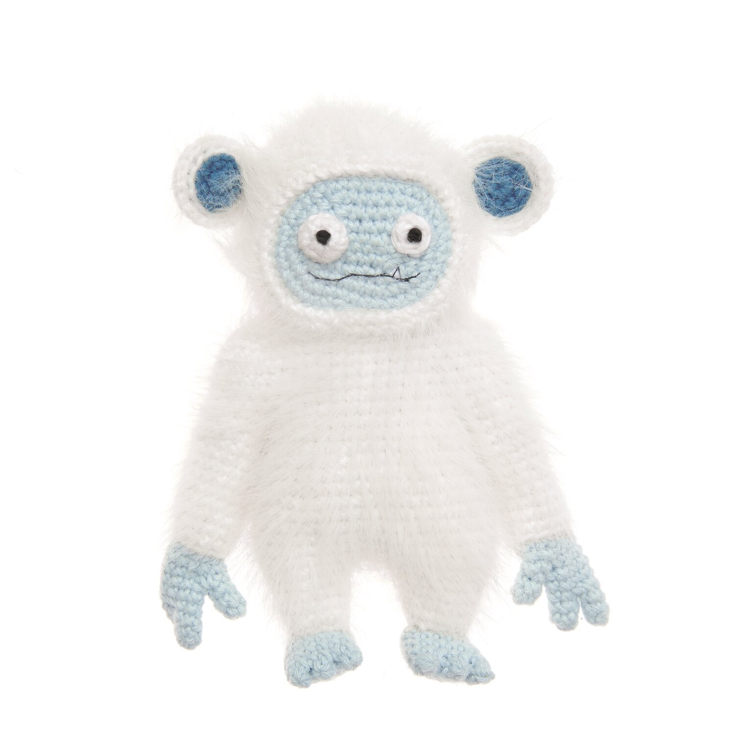 Ricorumi Marvellous Monsters Under My Bed gehäkeltes Kuschelmonster, flauschige Figur mit hellblauem Gesicht und Händen aus Creative Ricorumi dk und Ricorumi Furry Furry
