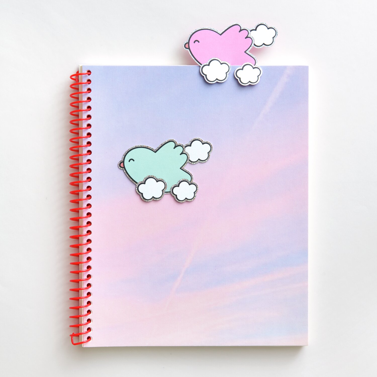 Paper Poetry Clip-Ons Chingu Sky: Pastellfarbene Notizbuch-Clips in Vogel-Design, 14-teilig.