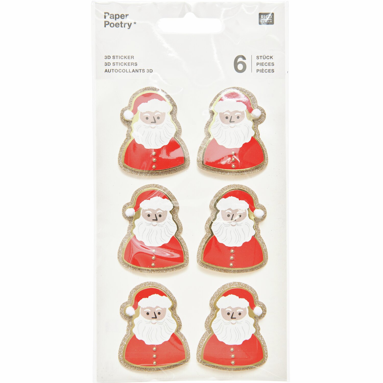 Paper Poetry 3D Sticker Weihnachtsmann 6-teilig von Rico Design