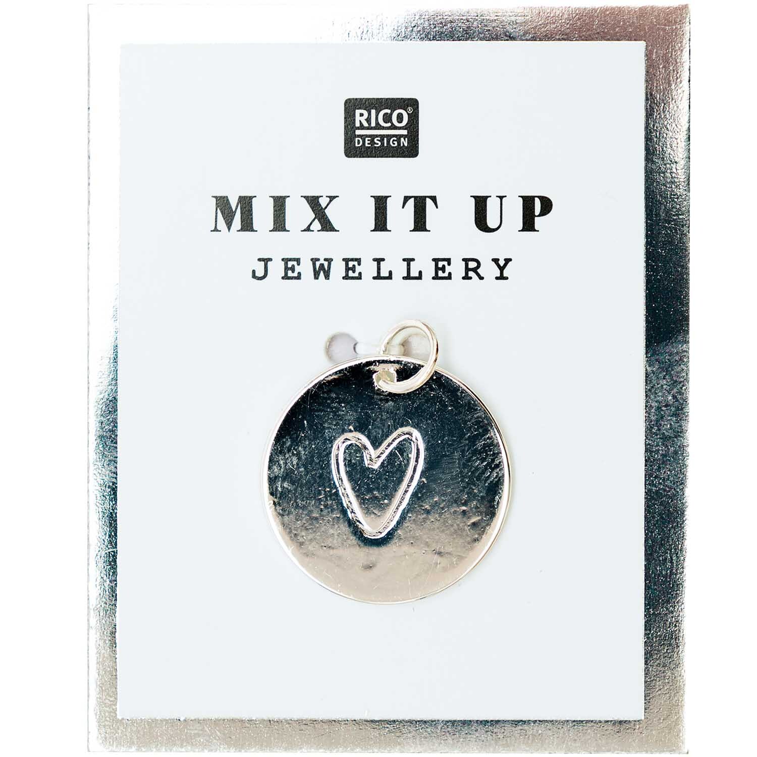 Mix it Up - Jewellery Anhänger Scheibe Herz silber Ø17mm Mix it Up - Jewellery Anhänger Scheibe Herz silber Ø17mm
