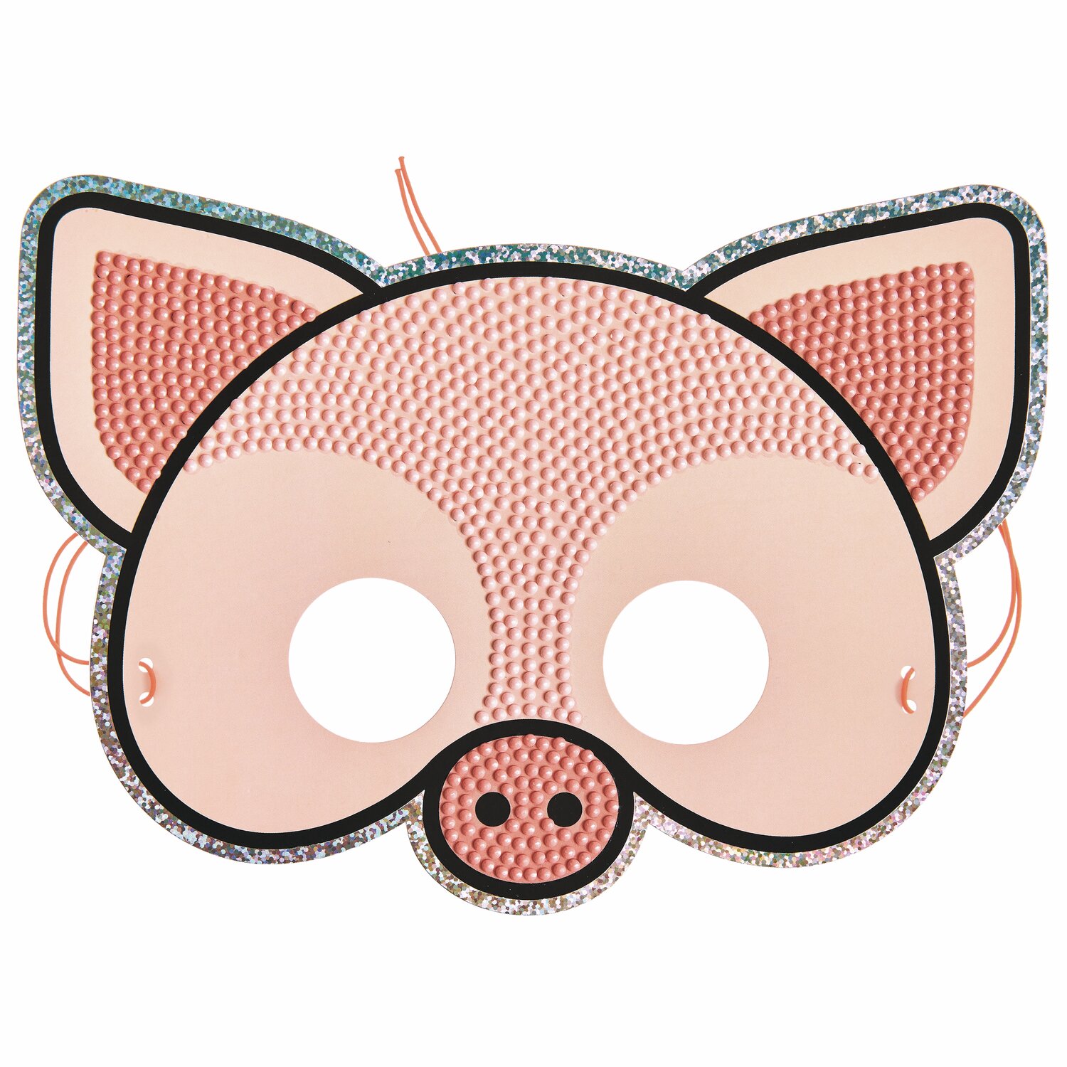 Diamond Painting Masken Tiere, rosa Schweinemaske mit glitzernden Details, 52-teiliges Set.