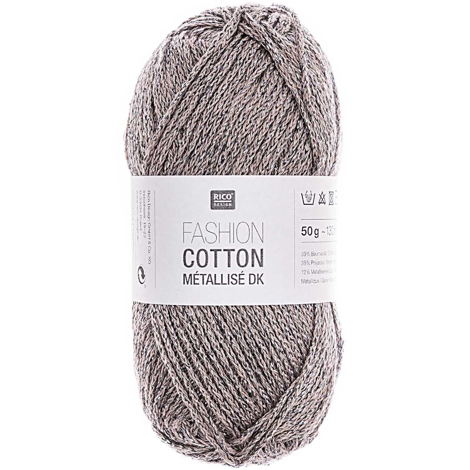 Fashion Cotton Métallisé dk 50g 125m Farbe Eisen von Rico Design Fashion Cotton Métallisé dk von Rico Design in Eisen, 50g Knäuel, ideal für Strickprojekte.