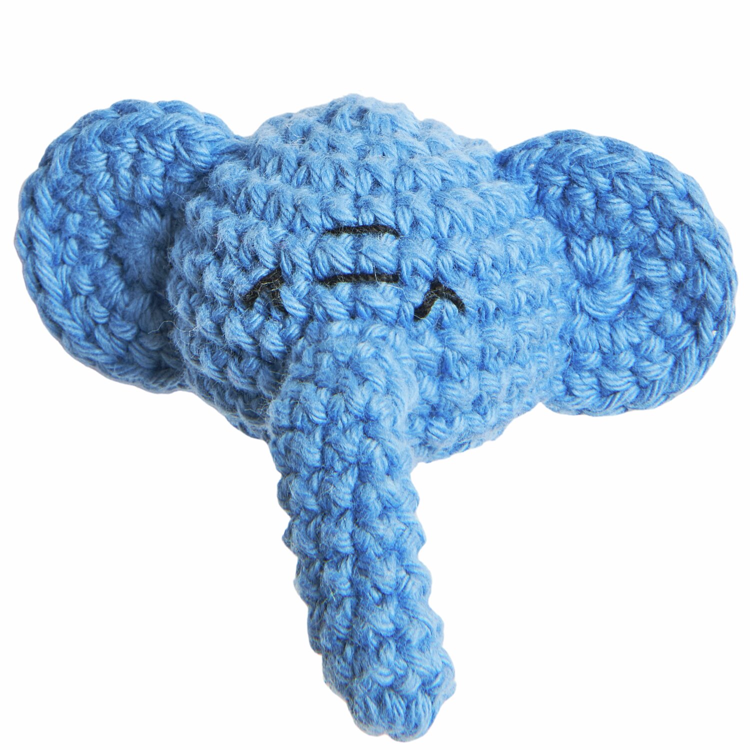 Ricorumi Häkelset Schlüsselanhänger - Chingu Animals: Blauer gehäkelter Elefantenkopf von Rico Design als niedlicher Schlüsselanhänger.