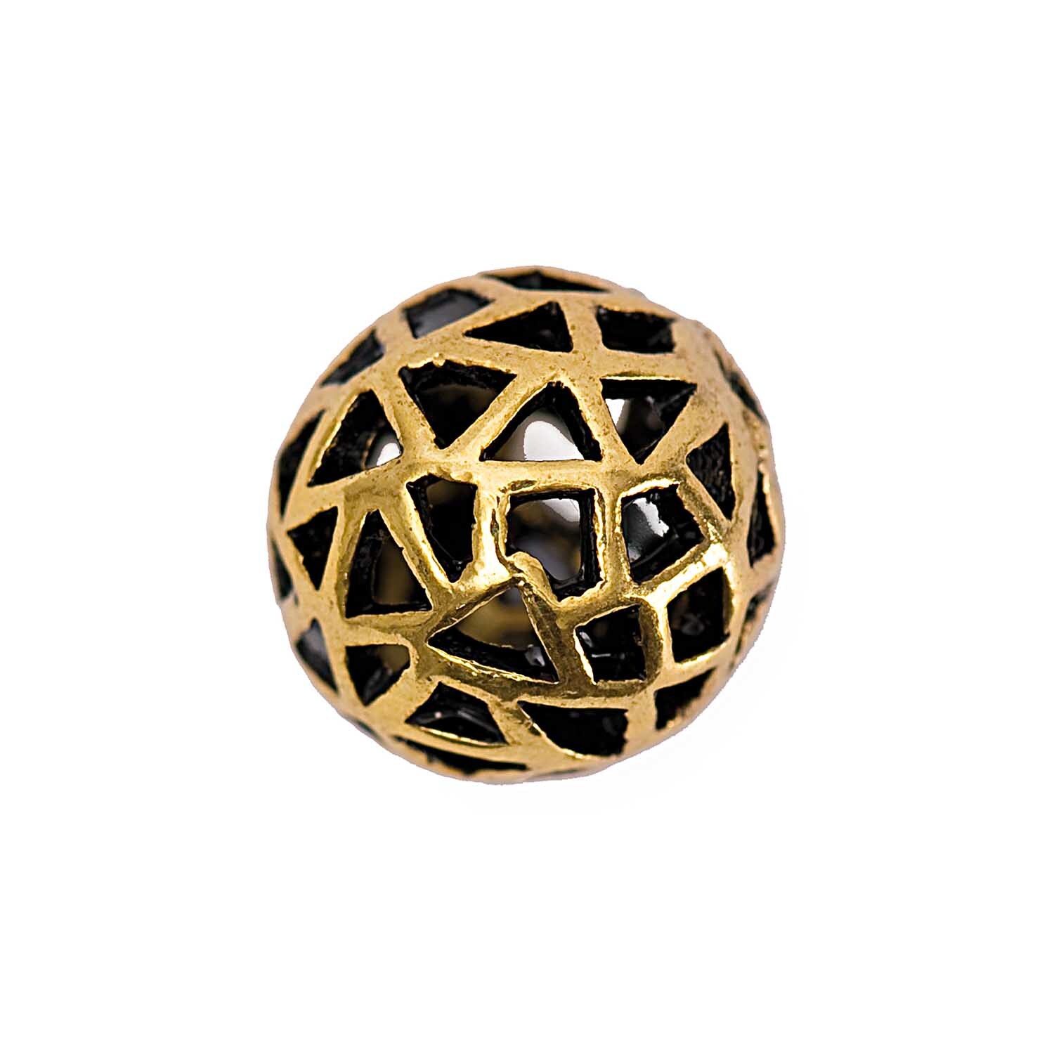 Metallkugel mit Loch altgold 14mm 3 Stück