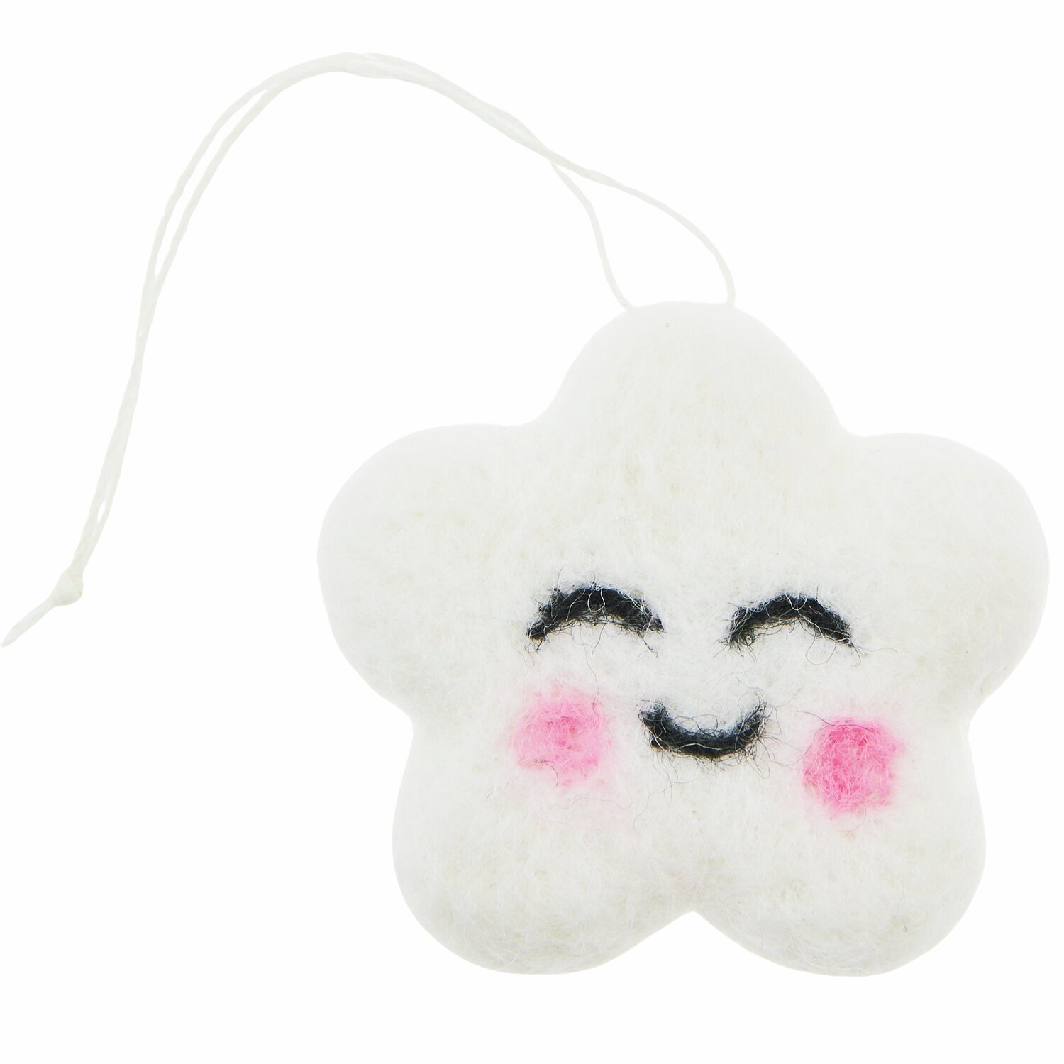 Aufhänger Filz-Wolke 3D mit Gesicht Weiß, niedliches Design von Rico Design, ideal als Dekoration.
