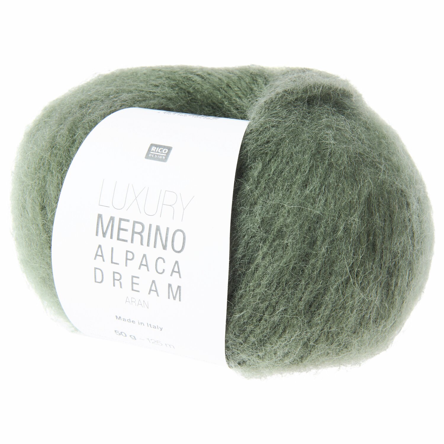 Luxury Merino Alpaca Dream aran, weiches, grünes Garn von Rico Design, 50g, 125m. Ideal für hochwertige Strickprojekte.
