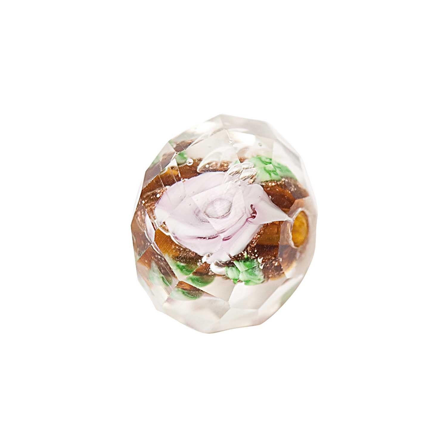 Perle Rosen rosa-grün 12x8mm Glas 5 Stück