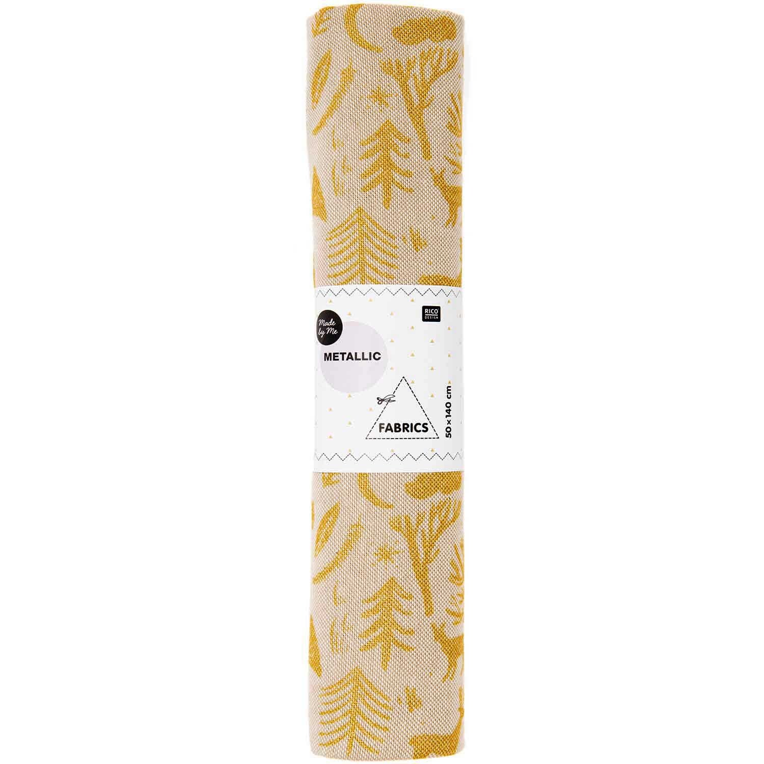 Stoff Leinenoptik Nostalgic Christmas Winterwald natur-gold 50x140cm Stoff Leinenoptik Nostalgic Christmas Winterwald natur-gold 50x140cm