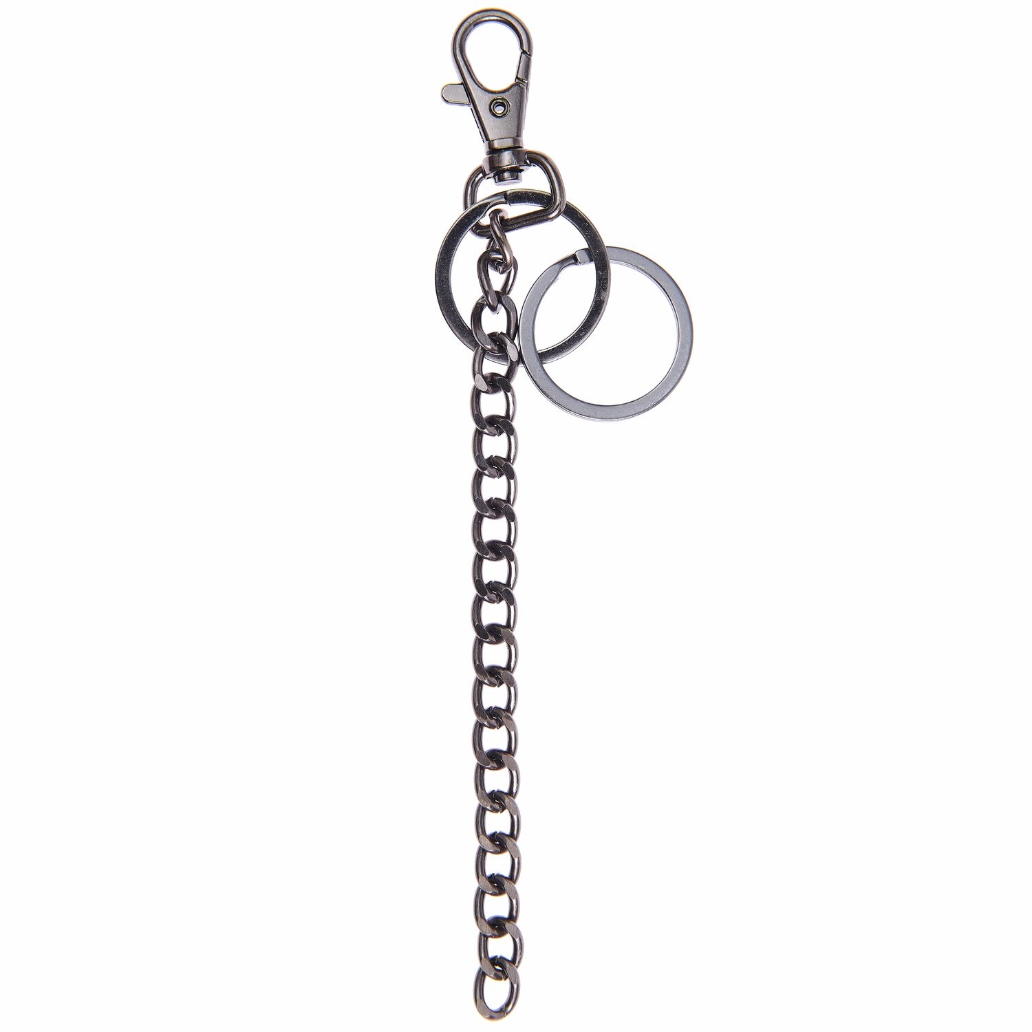 Karabiner mit Kette und Schlüsselring 13cm, silber, von Rico Design. Praktisches Accessoire für Schlüssel.