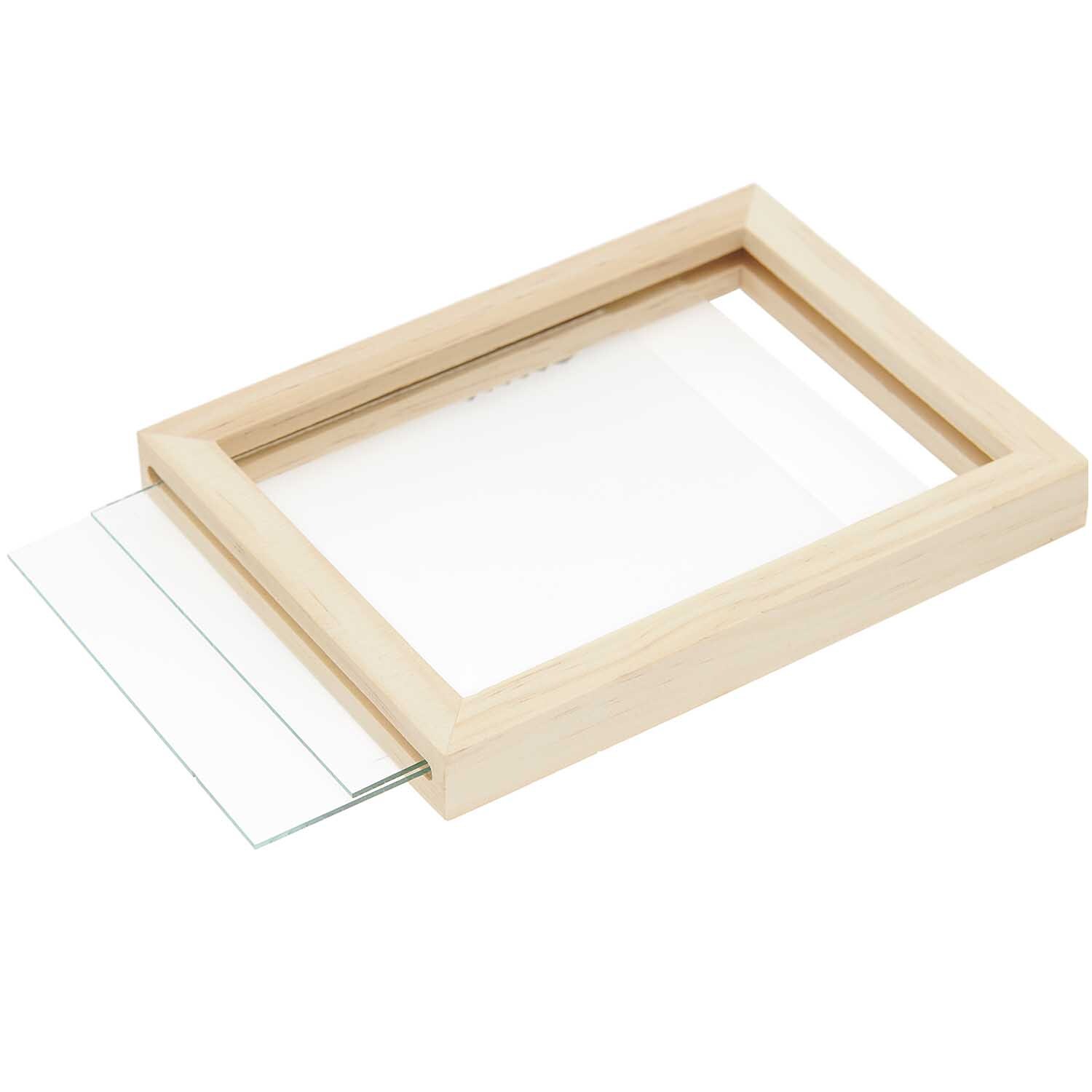 Holzrahmen mit Glaseinsatz von Rico Design, ideal für Fotos, in natürlichem Holzton, rechteckig.