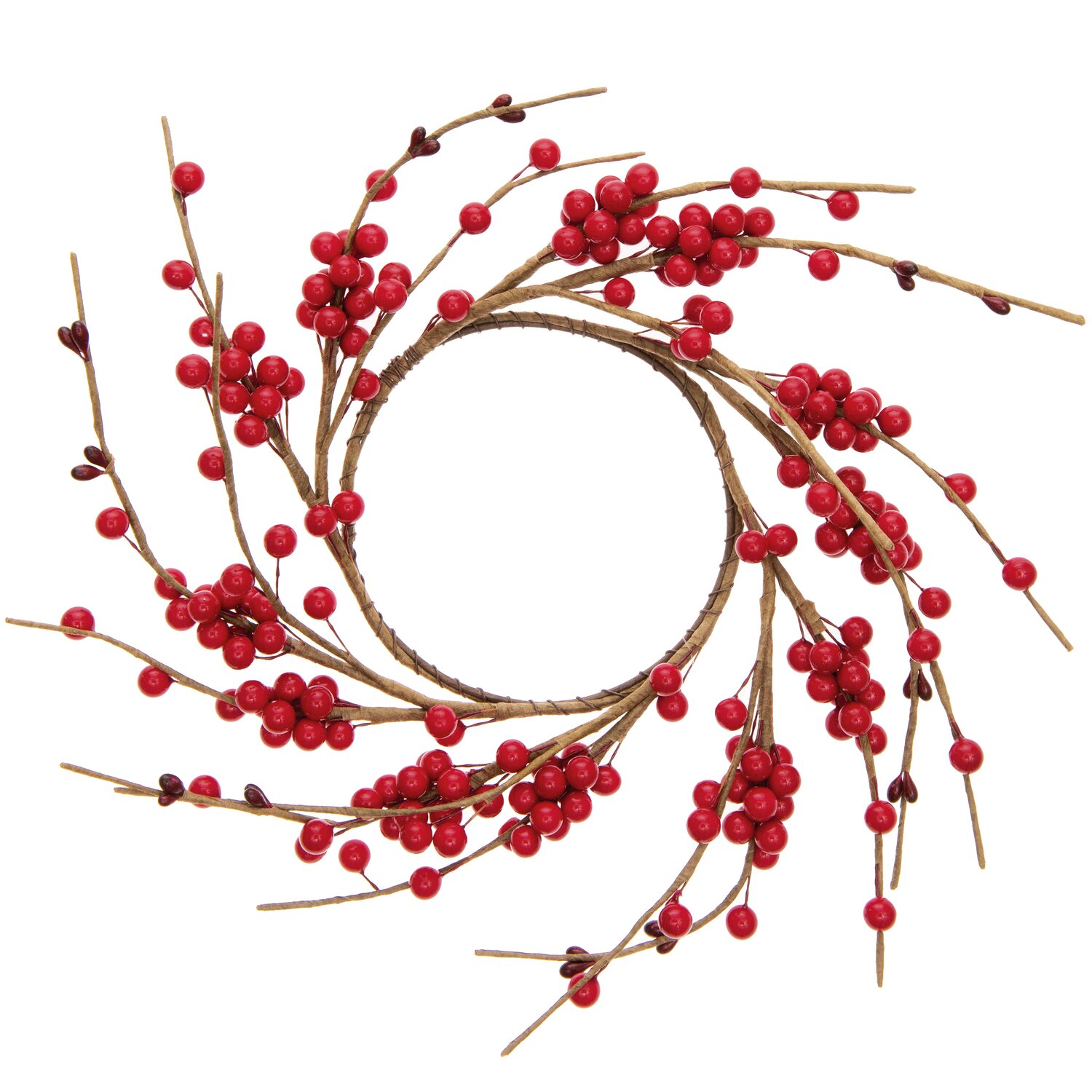 Beerenkranz rot Ø12cm mit roten Beeren auf braunen Zweigen, dekorativ und festlich von Rico Design.