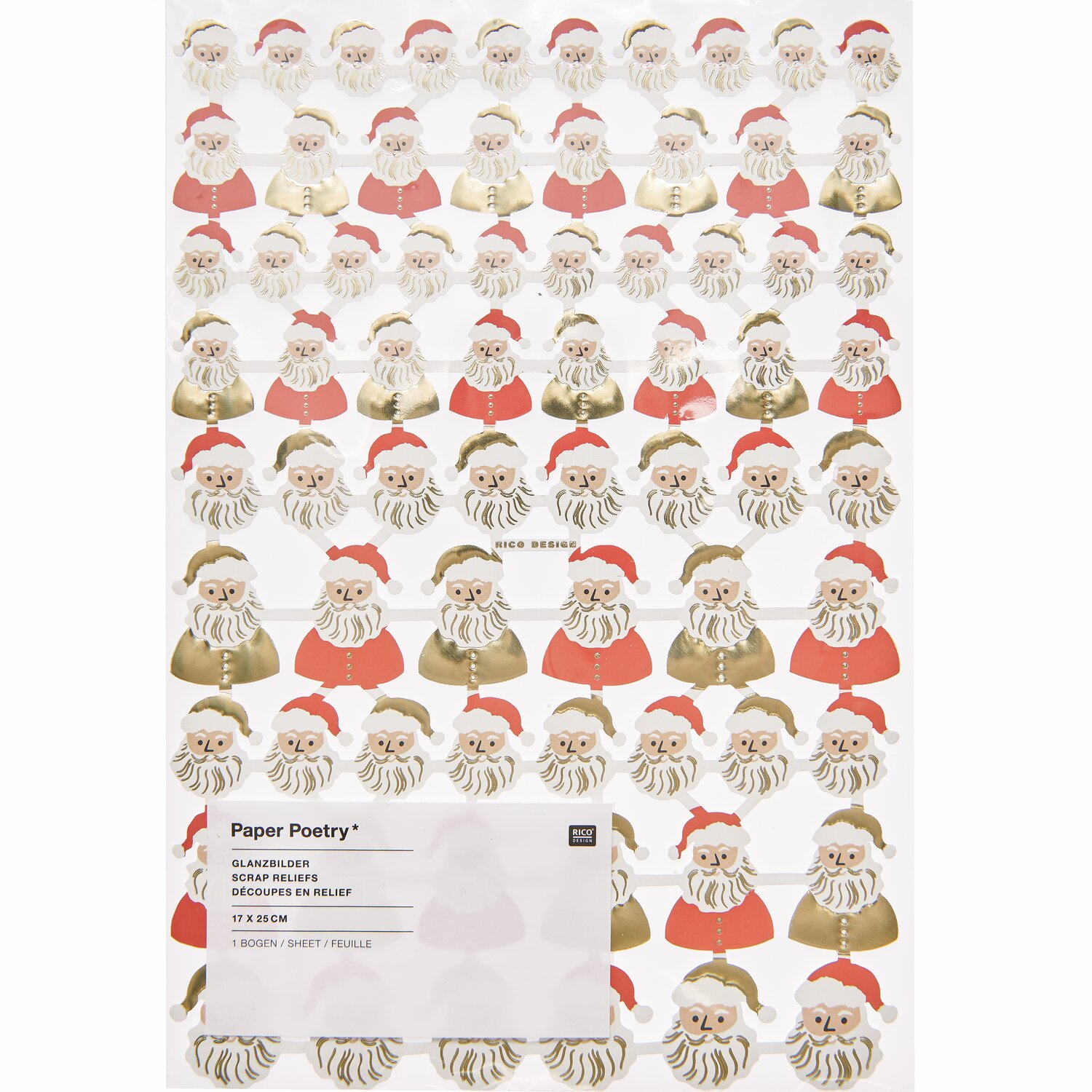 Paper Poetry Glanzbilder Santa 1 Blatt von Rico Design