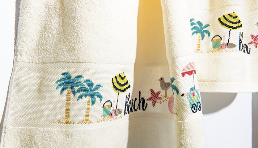 Stickanleitung Frottierhandtuch mit Strand-Motiven besticken Stickanleitung Frottierhandtuch mit Strand-Motiven besticken