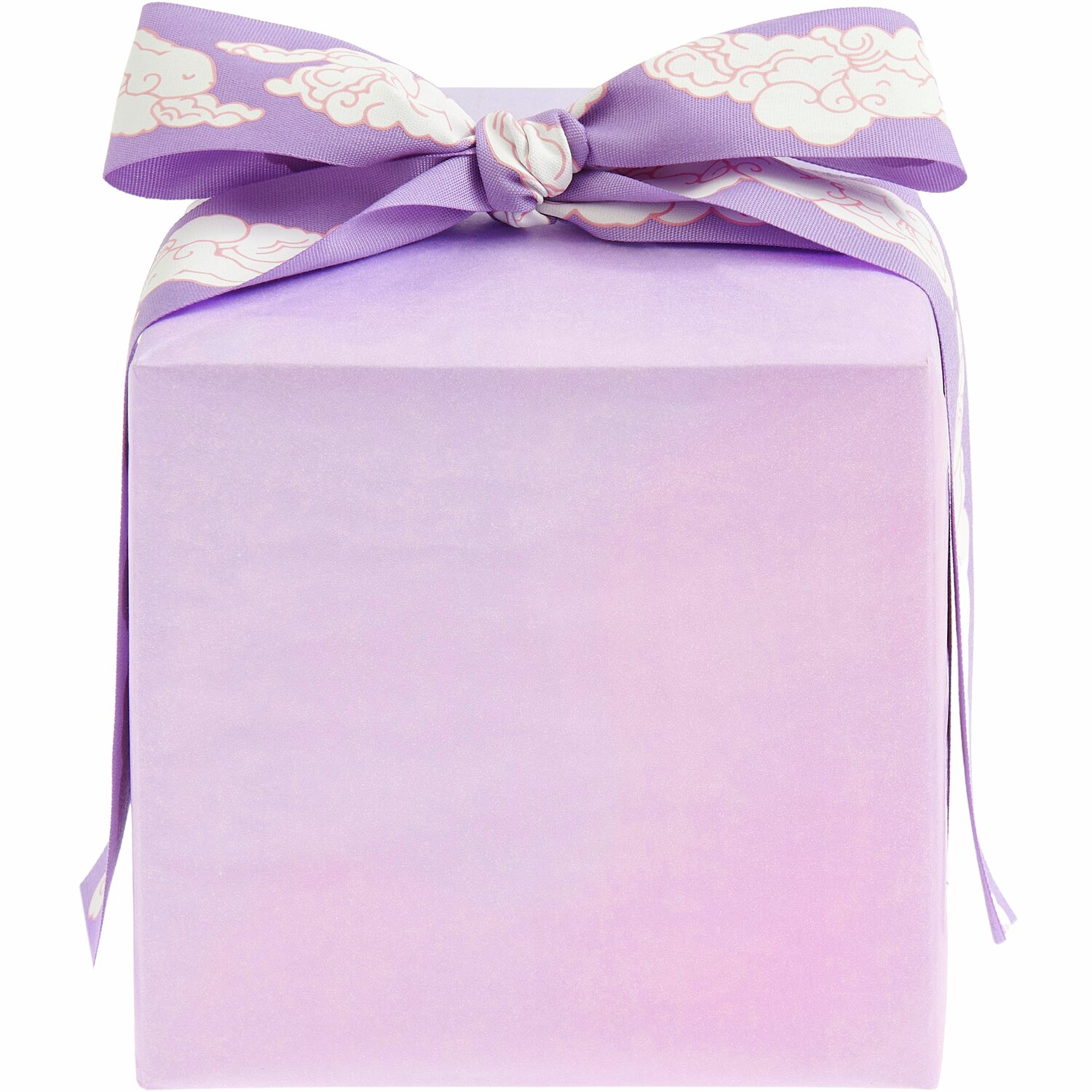 Paper Poetry Seidenpapier Mix The Sky is the Limit: Pastellfarbene Geschenkbox mit lila Schleife.