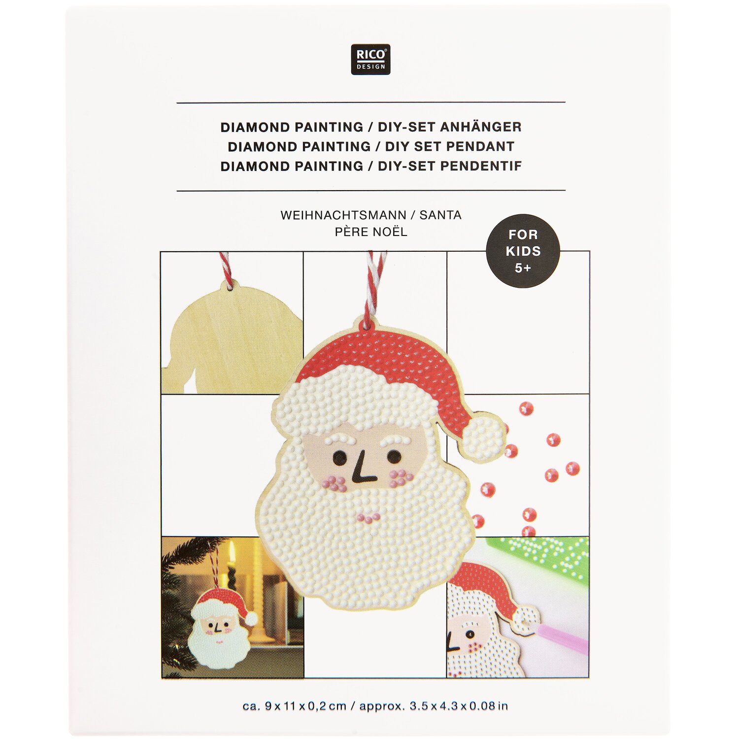 Diamond Painting DIY-Set Anhänger Weihnachtsmann 9-teilig von Rico Design