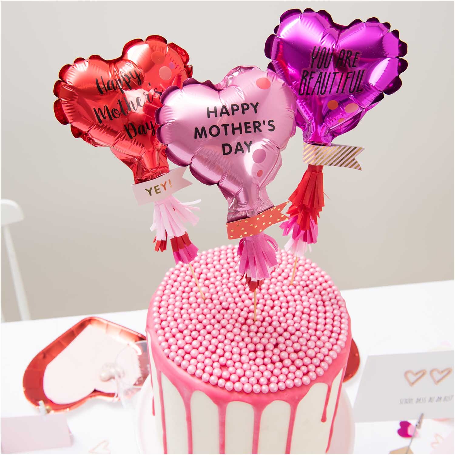 Kuchentopper Folienballon-Herzen 3 Stück Kuchentopper Folienballon-Herzen 3 Stück
