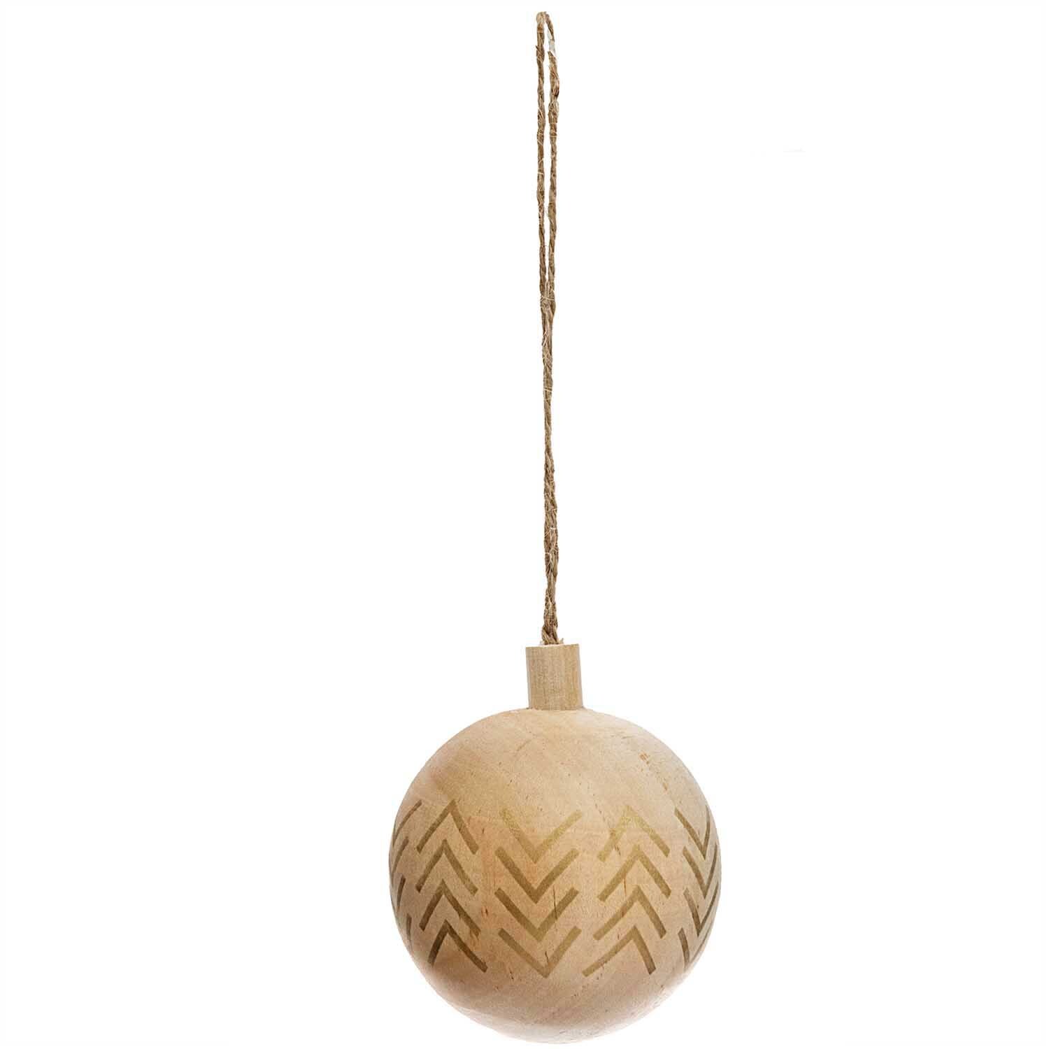 Baumschmuck Holzkugel natur-gold gemustert Ø6cm von Rico Design