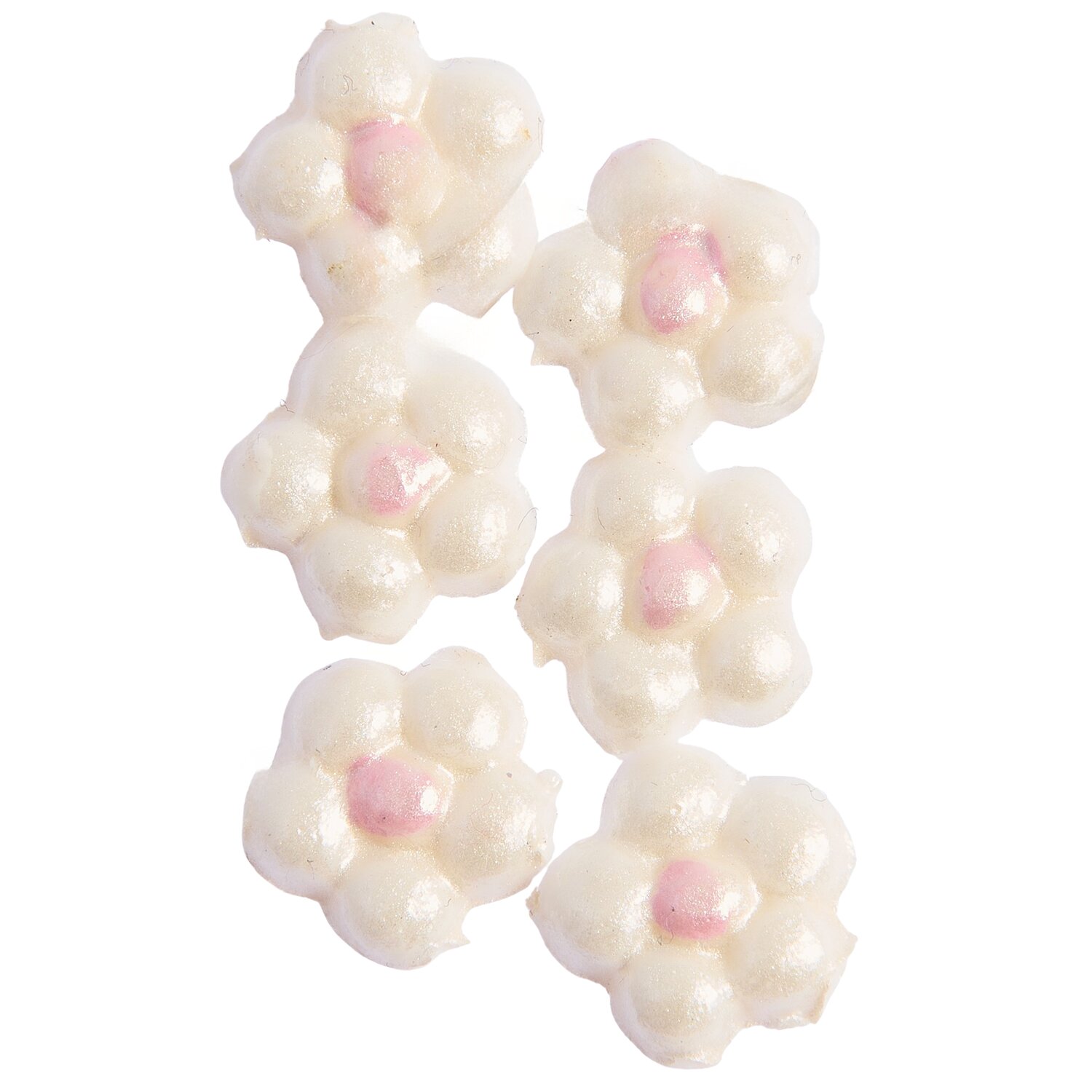 Wachsdekor Blüte mit Punkt Farbe weiß perlmutt / rosa von Rico Design