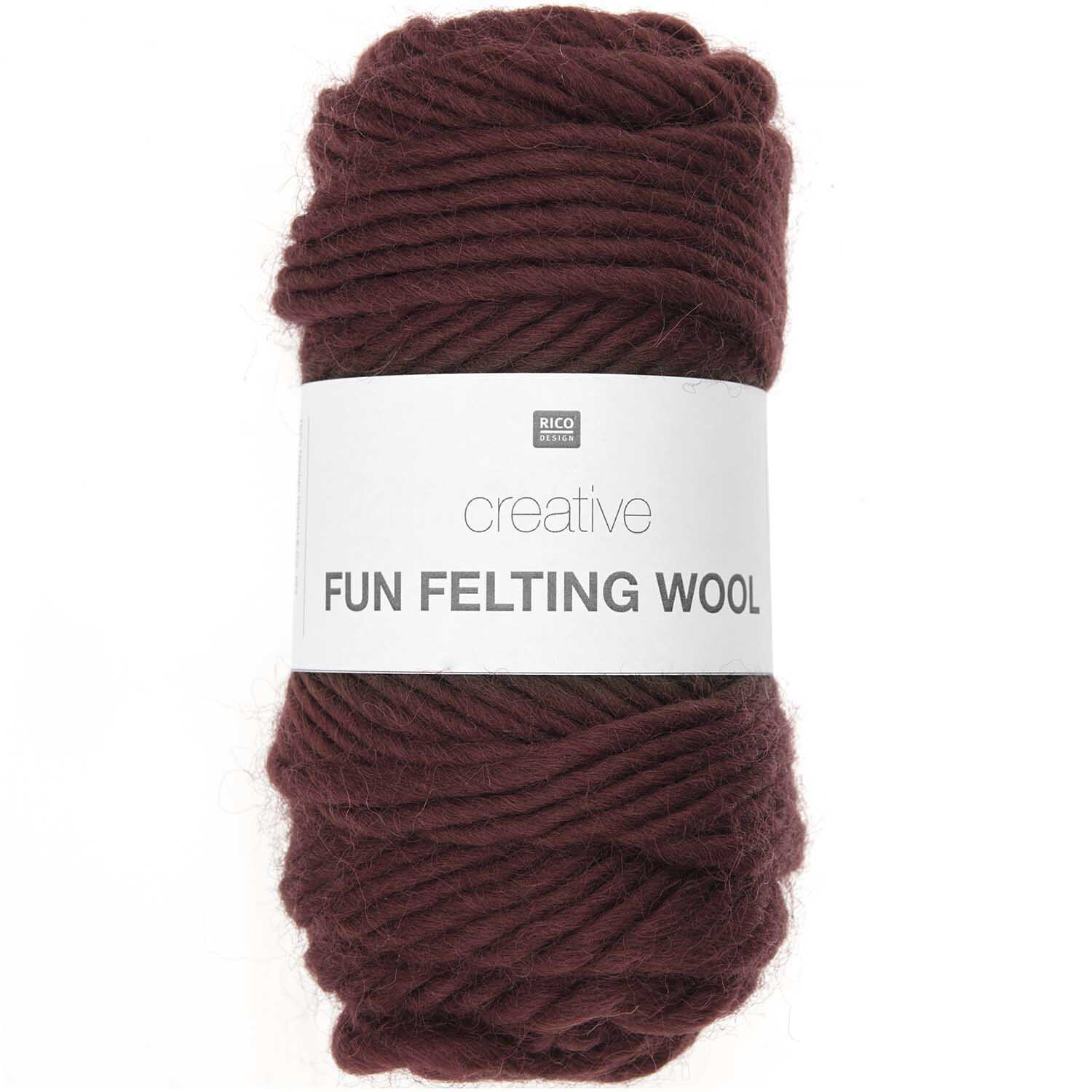 Creative Fun Felting Wool 50g 50m Farbe Bordeaux von Rico Design Creative Fun Felting Wool in Bordeaux von Rico Design, 50g Knäuel, ideal für Filzprojekte.