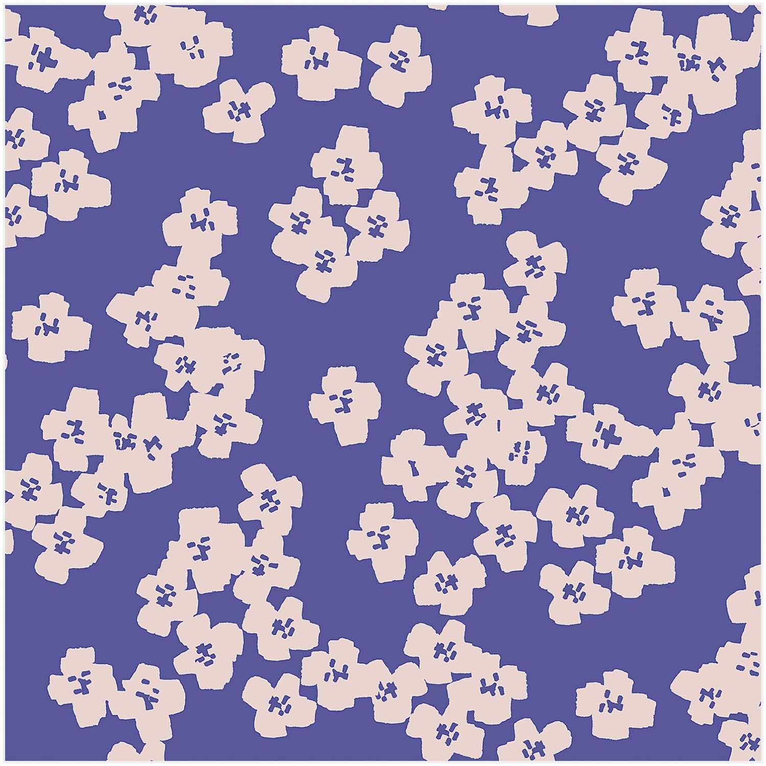 Druckstoff Okina Hana Blumen blau-rosa 140cm Druckstoff Okina Hana Blumen blau-rosa 140cm