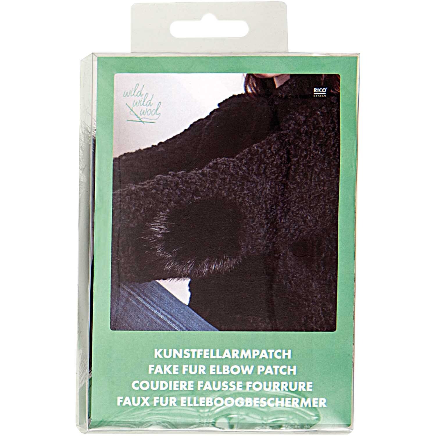 Kunstfellarmpatch schwarz 2 Stück