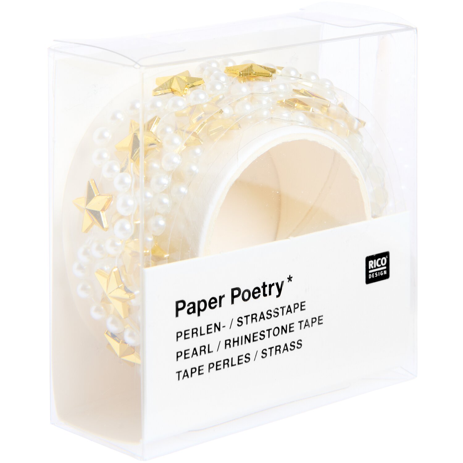 Tape Strass Perlen Sterne Farbe Weiß/Gold von Rico Design