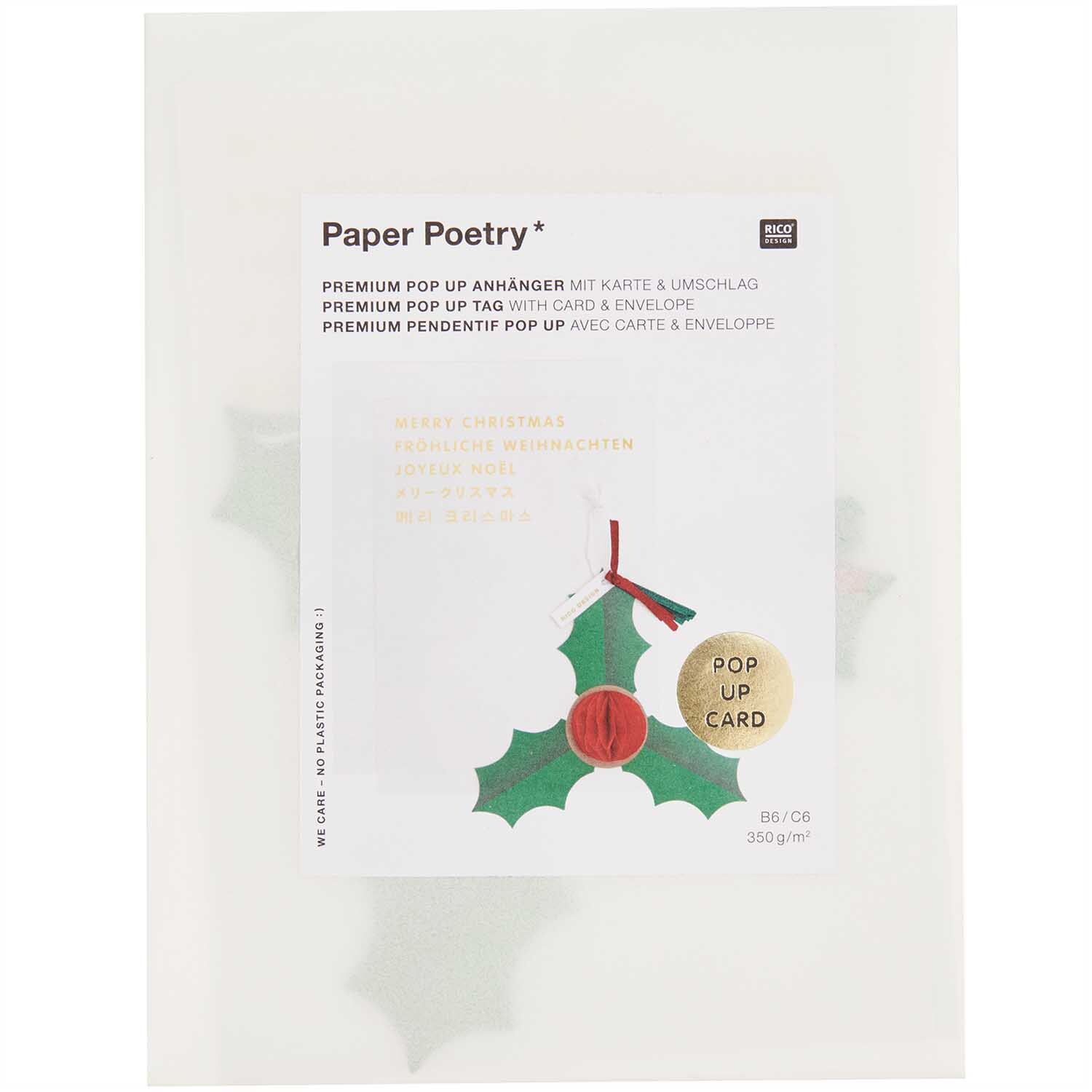 Paper Poetry Kartenset mit Pop-Up Anhänger Ilex B6 Paper Poetry Kartenset mit Pop-Up Anhänger Ilex B6