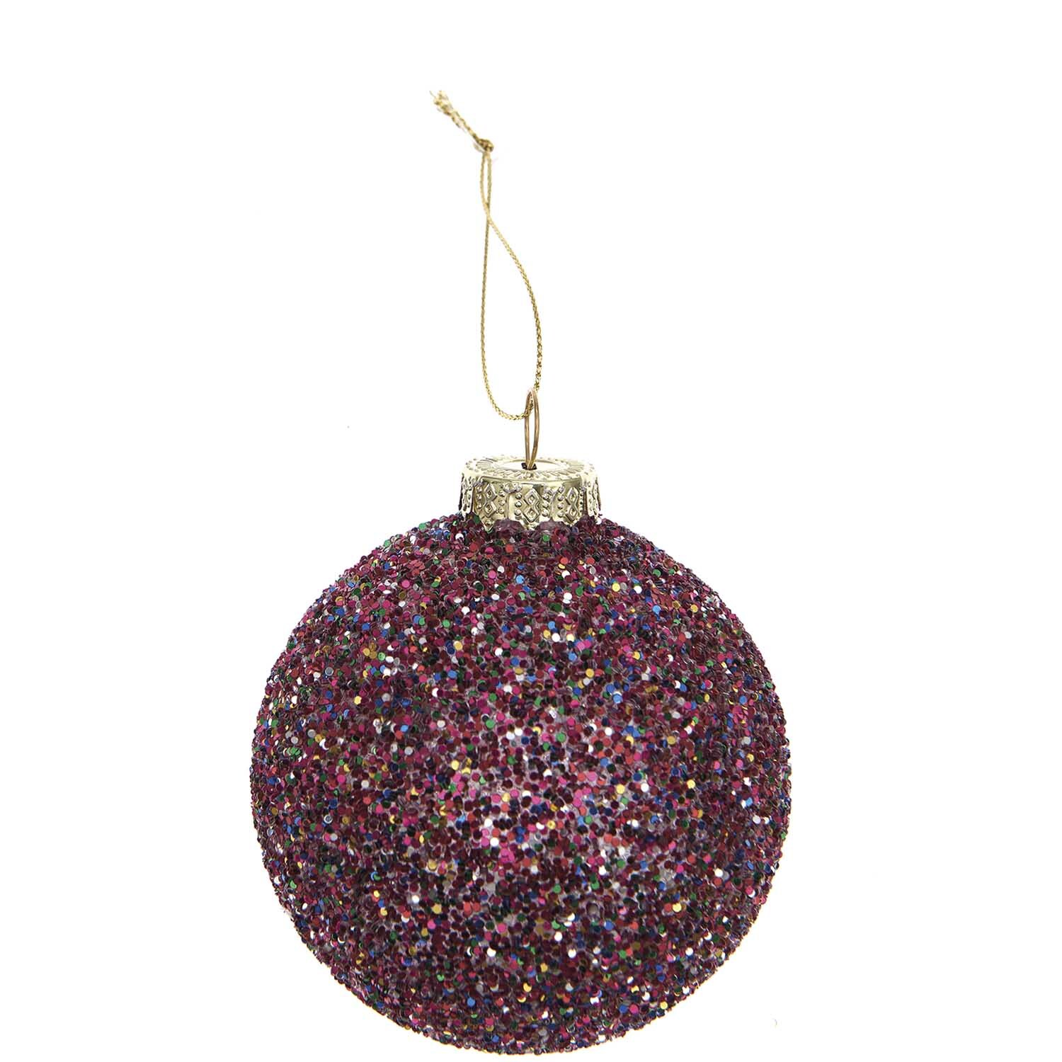Glaskugel Baumschmuck Glitter bunt 8cm von Rico Design