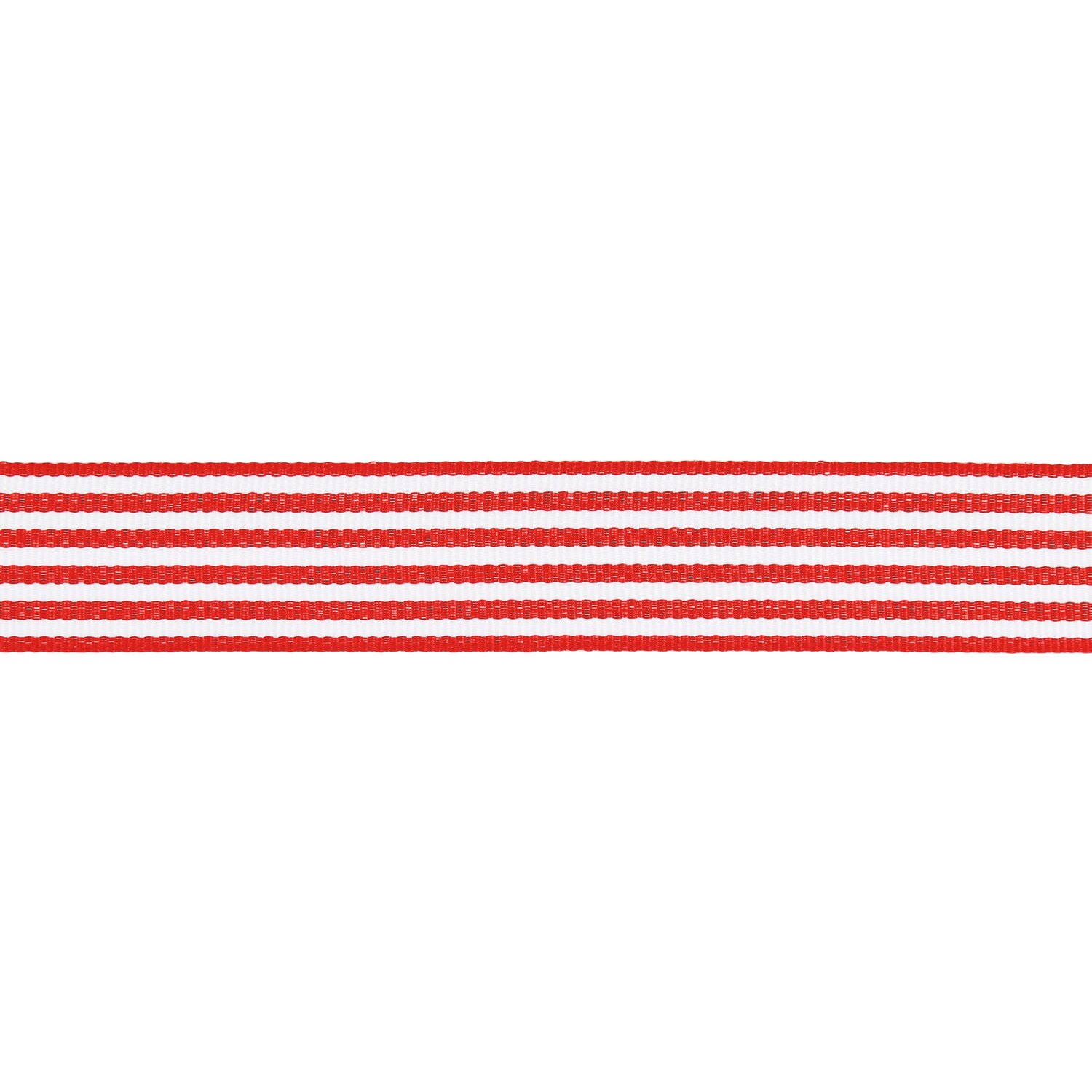 Webband Duo Streifen Rot/Weiß von Rico Design, 25mmx3m. Rotes und weißes Streifenmuster auf Stoff.