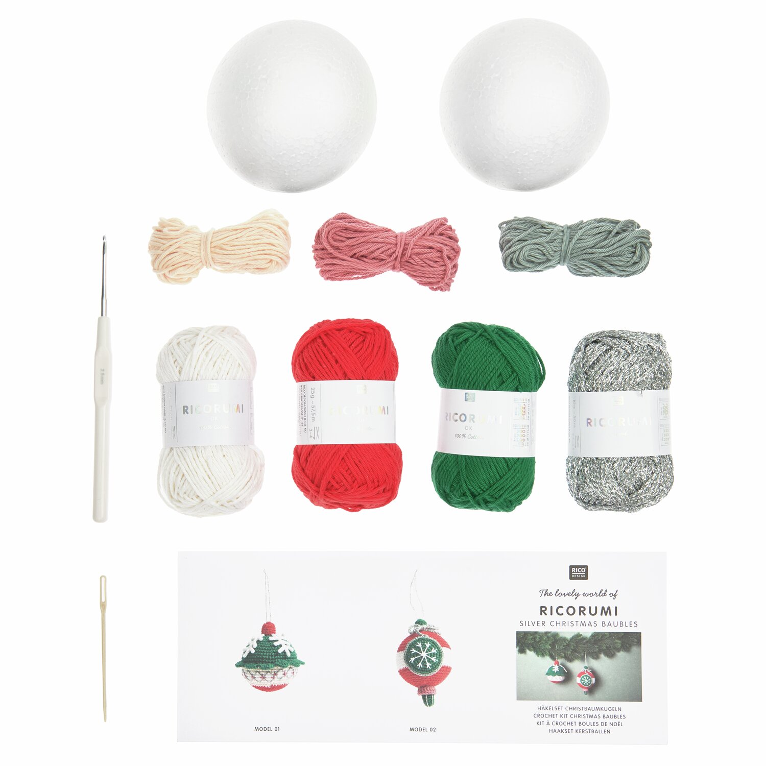 Ricorumi Häkelset Christbaumkugeln Silber 2 Stück von Rico Design