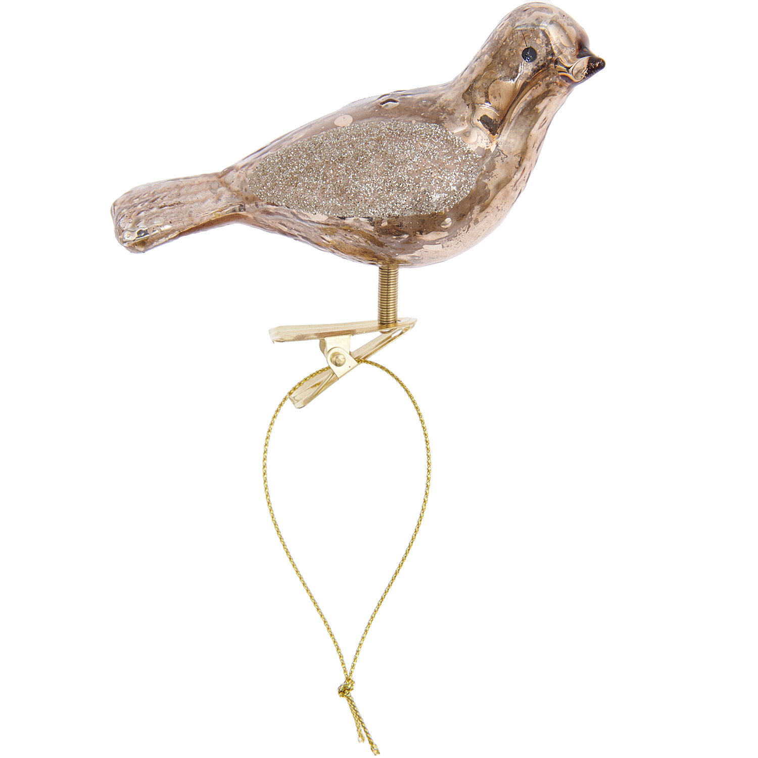 Glas-Vogel am Clip gold 3,5x9cm Glas-Vogel am Clip gold 3,5x9cm