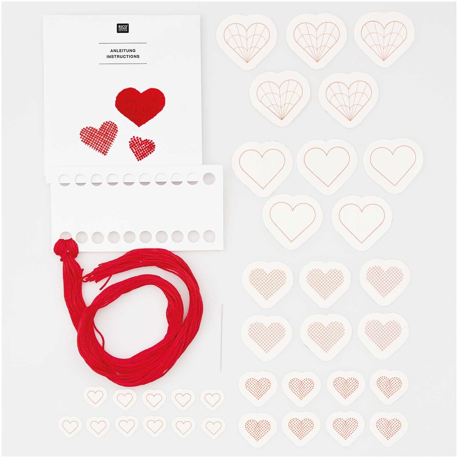 Stick and Stitch Stickpackung Herzen vorgezeichnet Stick and Stitch Stickpackung Herzen vorgezeichnet