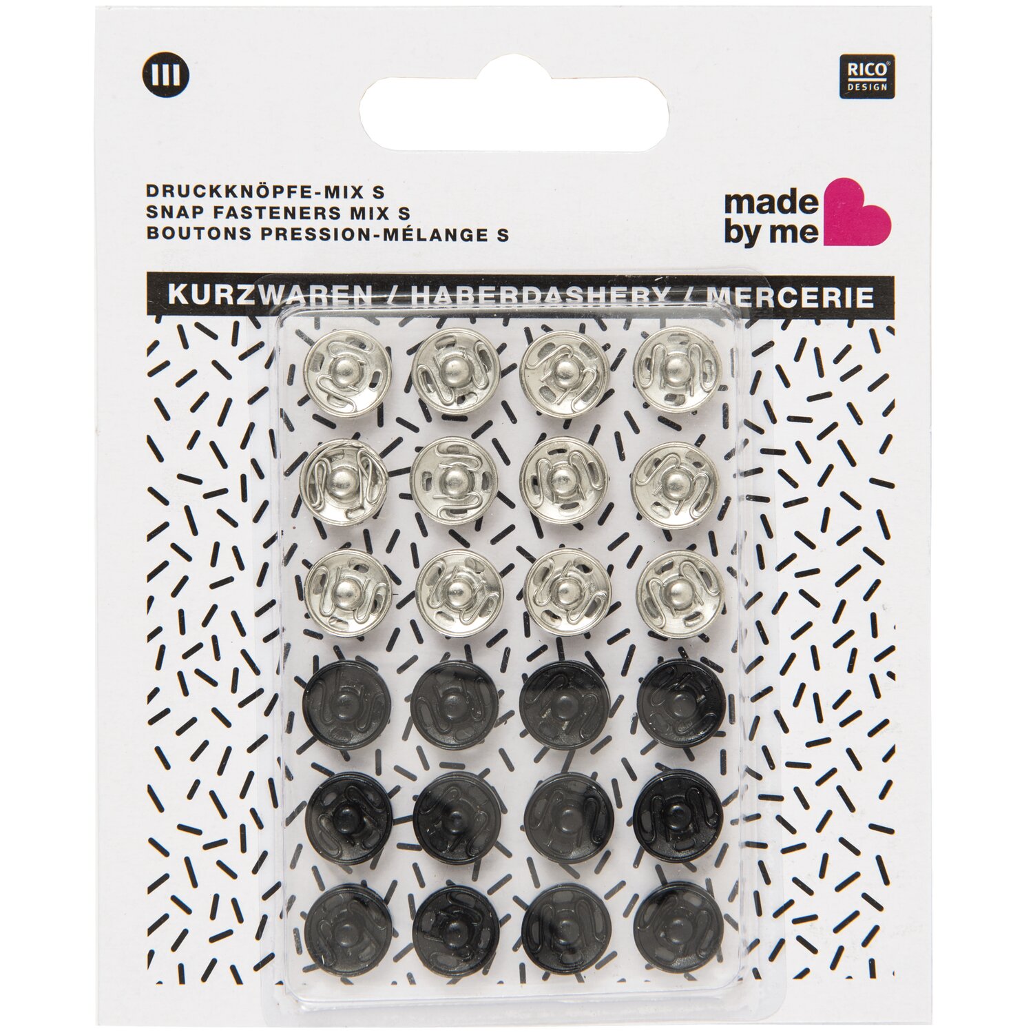 Druckknopf Mix silber-schwarz 10mm 24 Stück von Rico Design