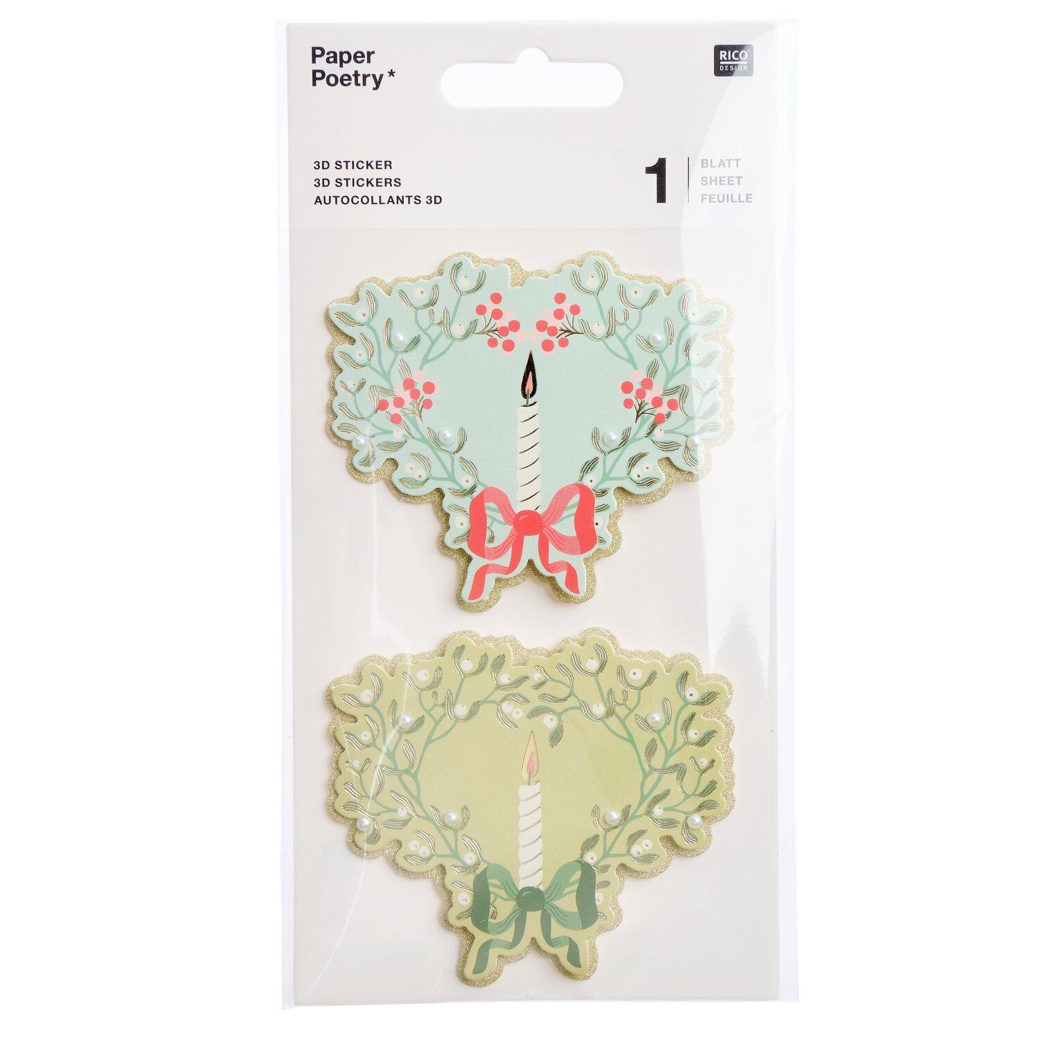 Paper Poetry 3D Sticker Advent Mistelzweige 1 Bogen von Rico Design