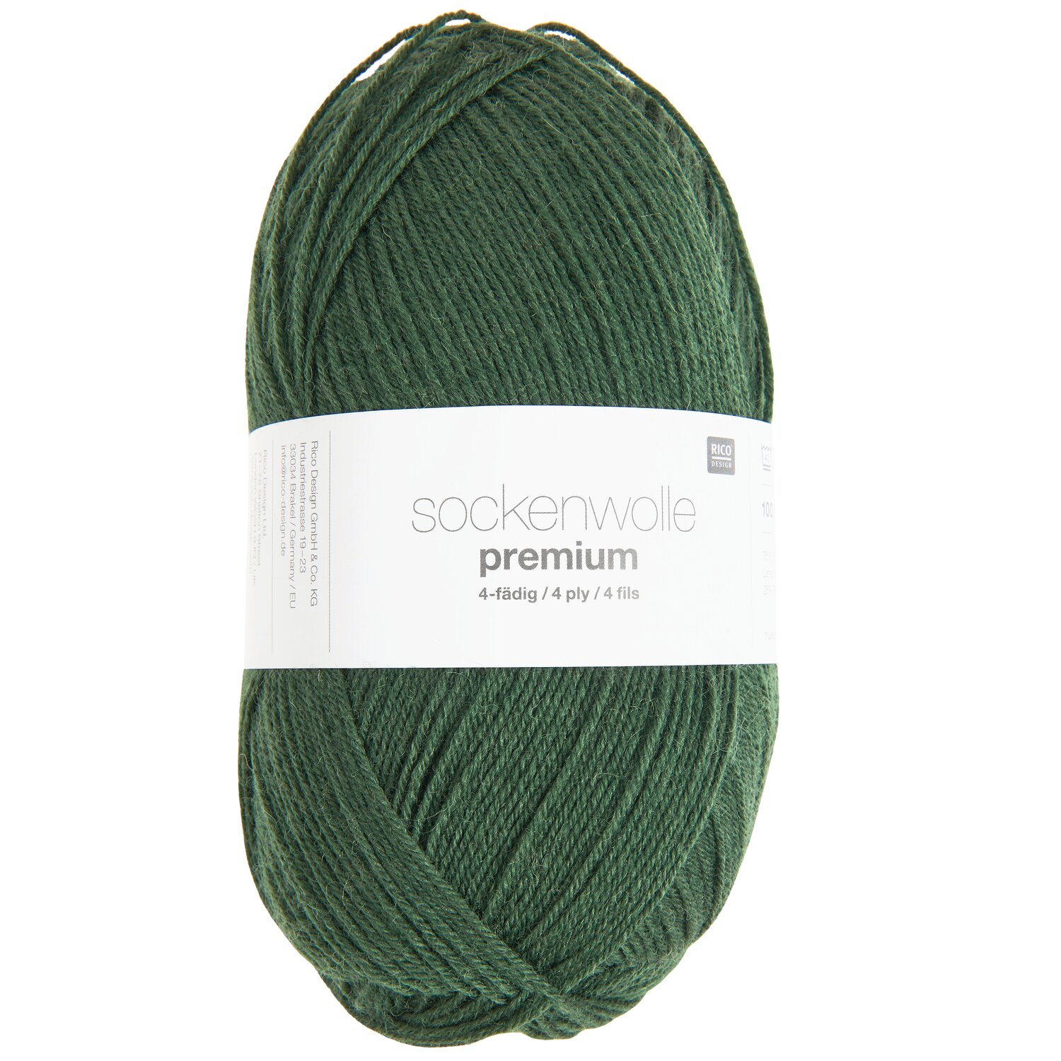 Sockenwolle Premium 4-fädig in Loden von Rico Design, 100g Knäuel mit 380m Lauflänge.