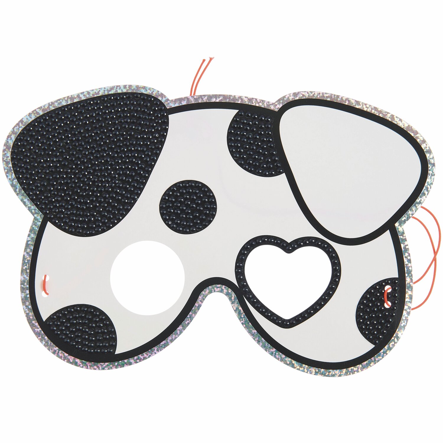 Diamond Painting Masken Tiere, 52-teilig. Schwarz-weiße Tiermaske mit Herz- und Punktmuster, ideal für kreative Bastelprojekte.