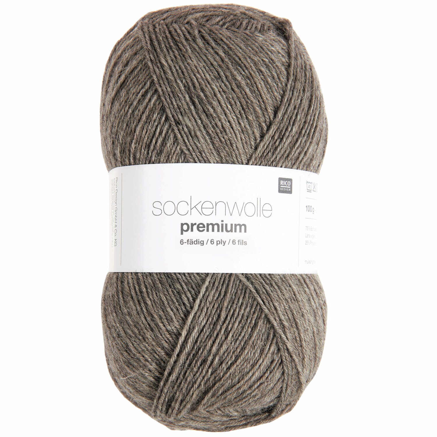 Sockenwolle Premium 6-fädig in Natur von Rico Design, 150g Knäuel mit 380m Lauflänge.