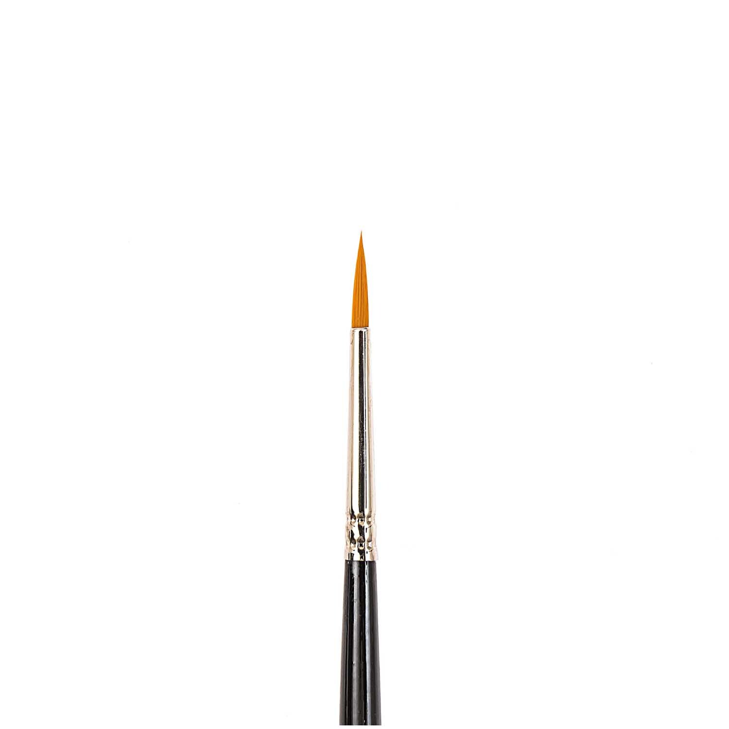 Fine Art Öl Synthetic rund, Pinsel von Rico Design mit schwarzem Griff und feiner Spitze.