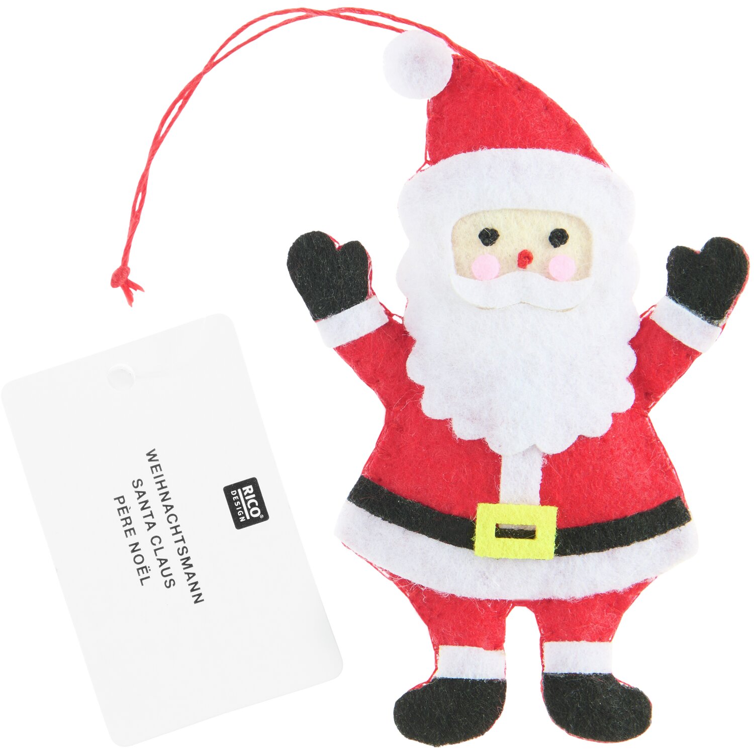 Aufhänger Filz-Weihnachtsmann Rot/Weiß 10x6,2x1,8cm von Rico Design