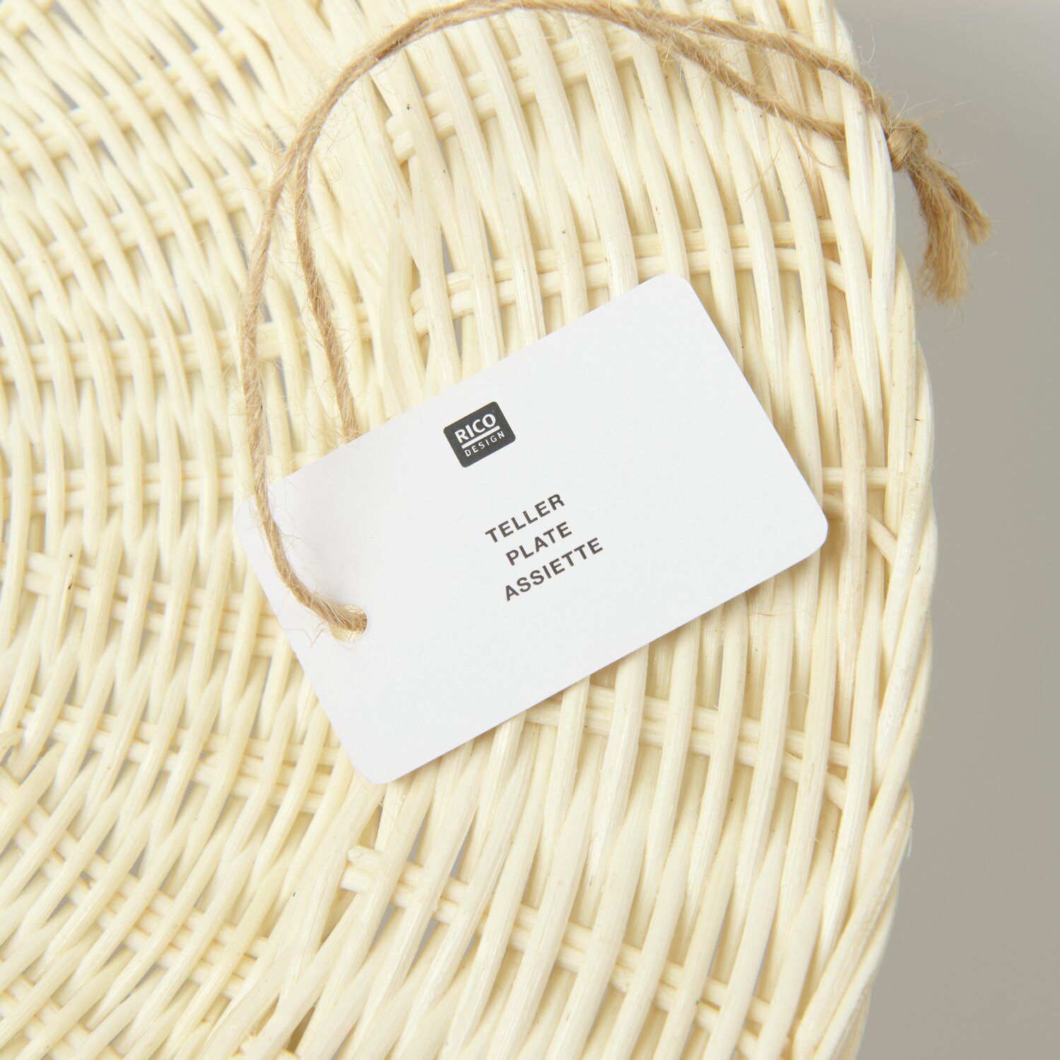 Rattan Deko-Teller Weiß Ø34x4cm von Rico Design